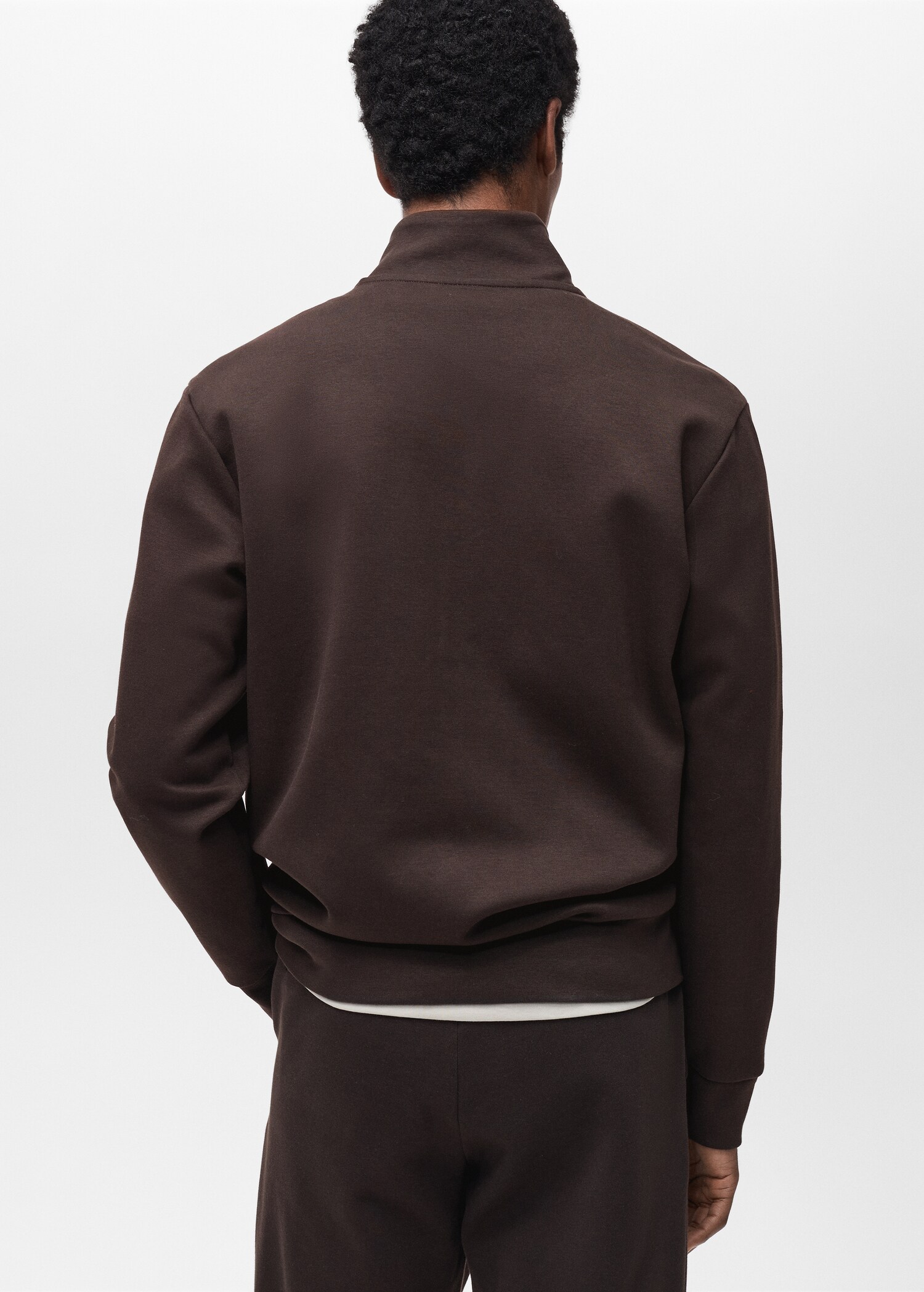 Cotton perkins-neck sweatshirt with zip - Reverse of the article