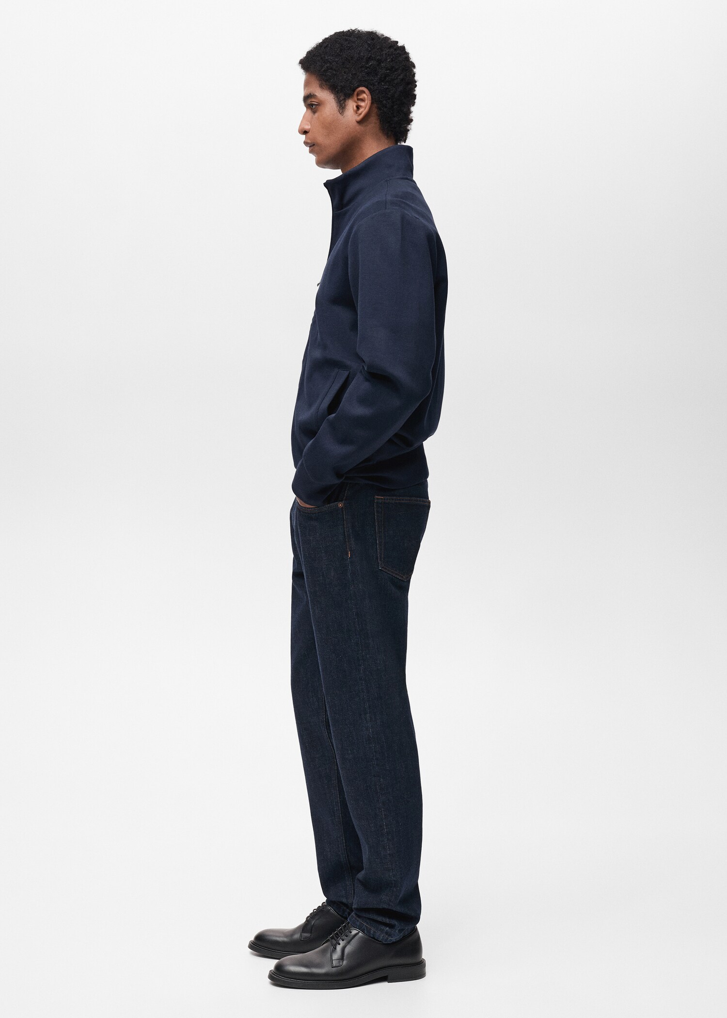 Cotton perkins-neck sweatshirt with zip - Details of the article 2