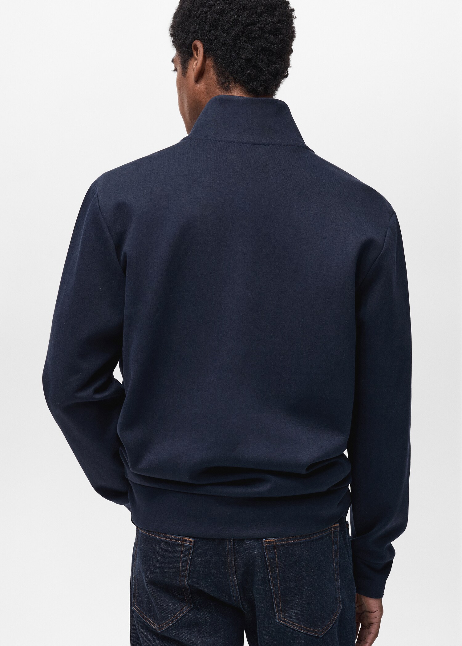 Cotton perkins-neck sweatshirt with zip - Reverse of the article