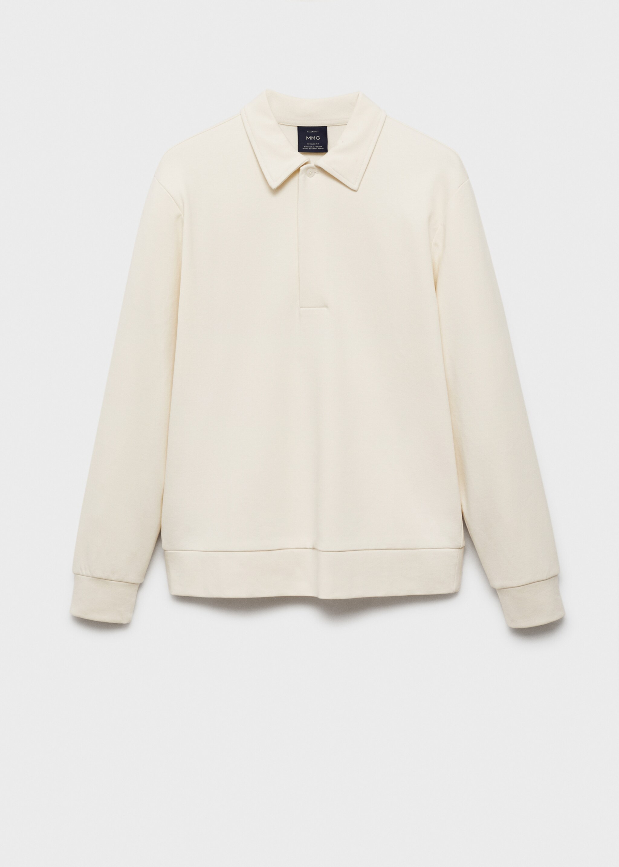 Regular-fit cotton polo sweatshirt - Article without model, Off White. Ref: 87024413-00.