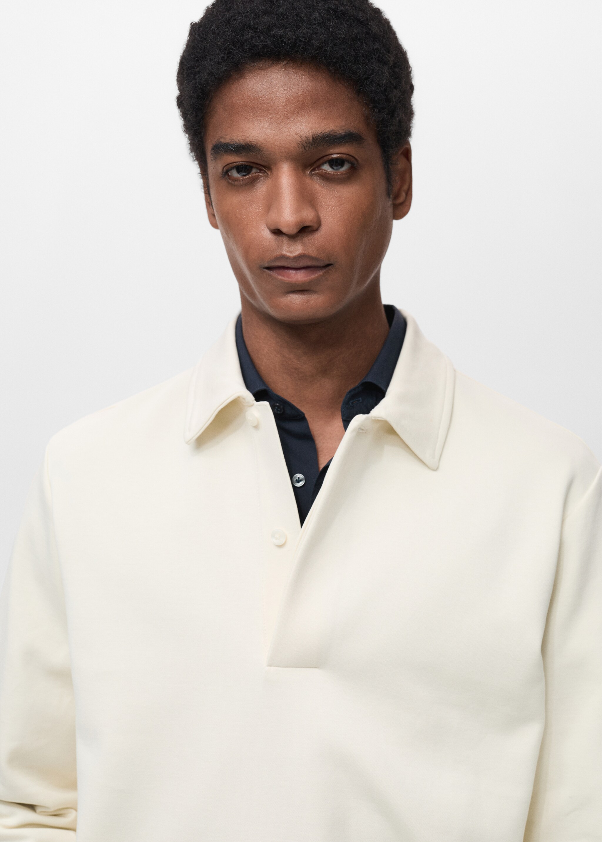 Regular-fit cotton polo sweatshirt - Details of the article 1, Off White. Ref: 87024413-00.