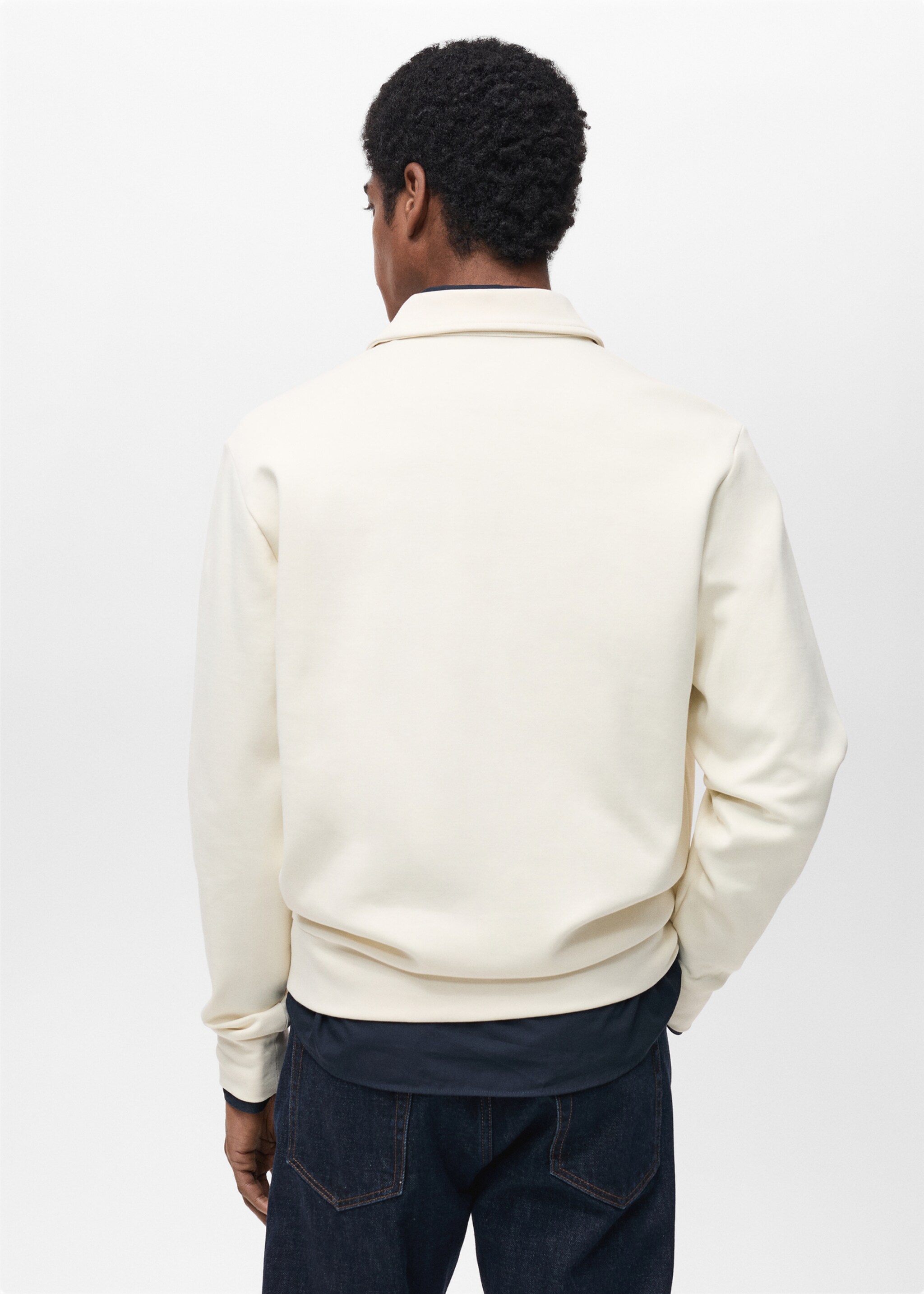Regular-fit cotton polo sweatshirt - Reverse of the article, Off White. Ref: 87024413-00.