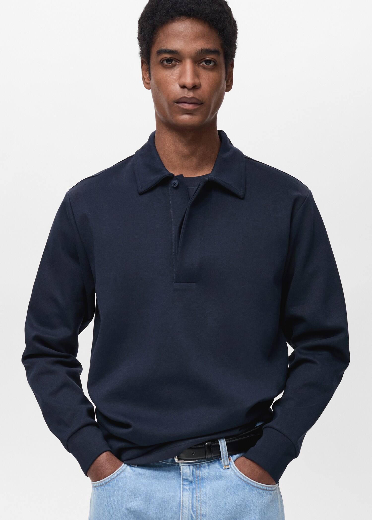 Regular-fit cotton polo sweatshirt - Medium plane