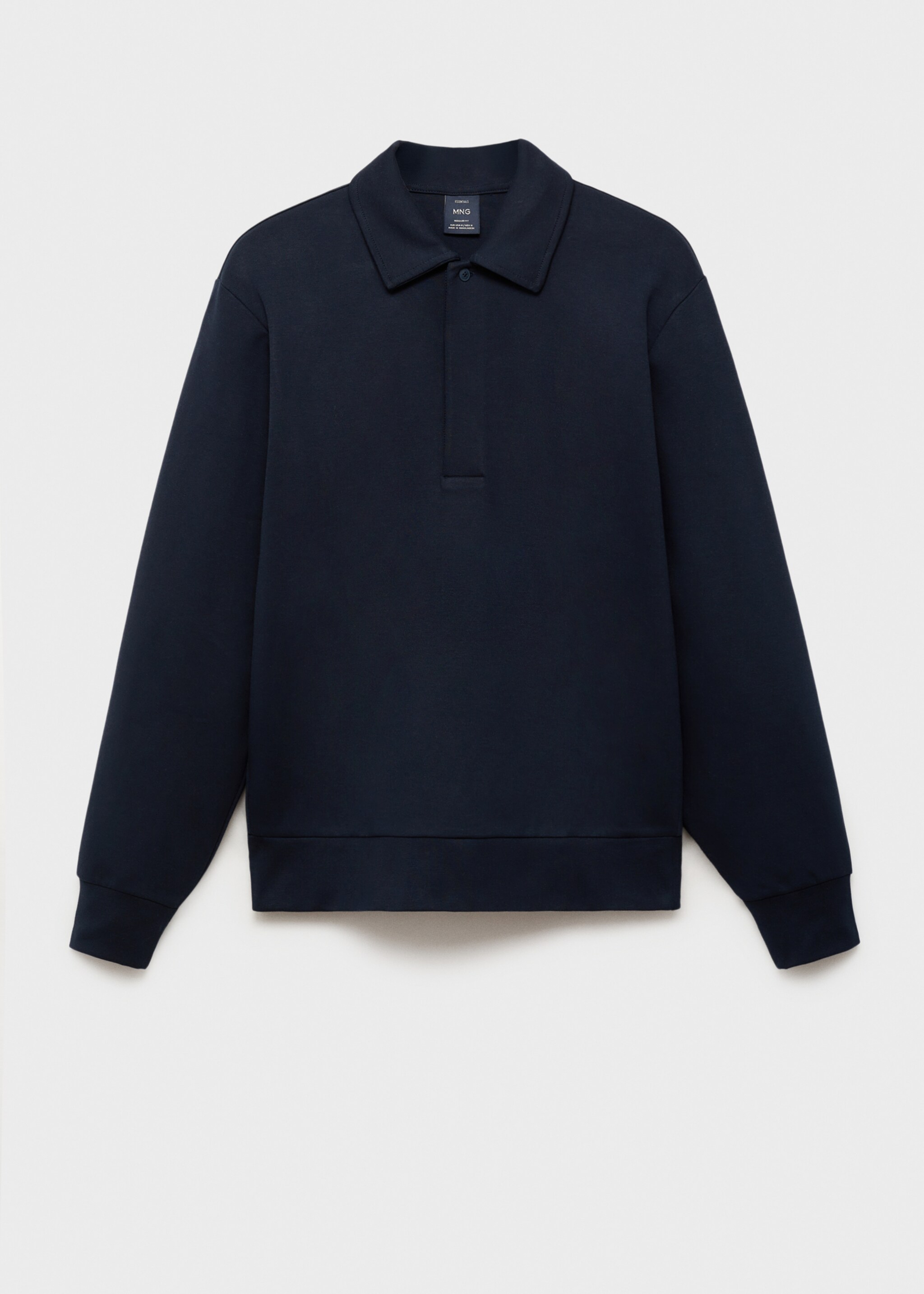 Regular-fit cotton polo sweatshirt - Article without model, Night Blue. Ref: 87024413-00.