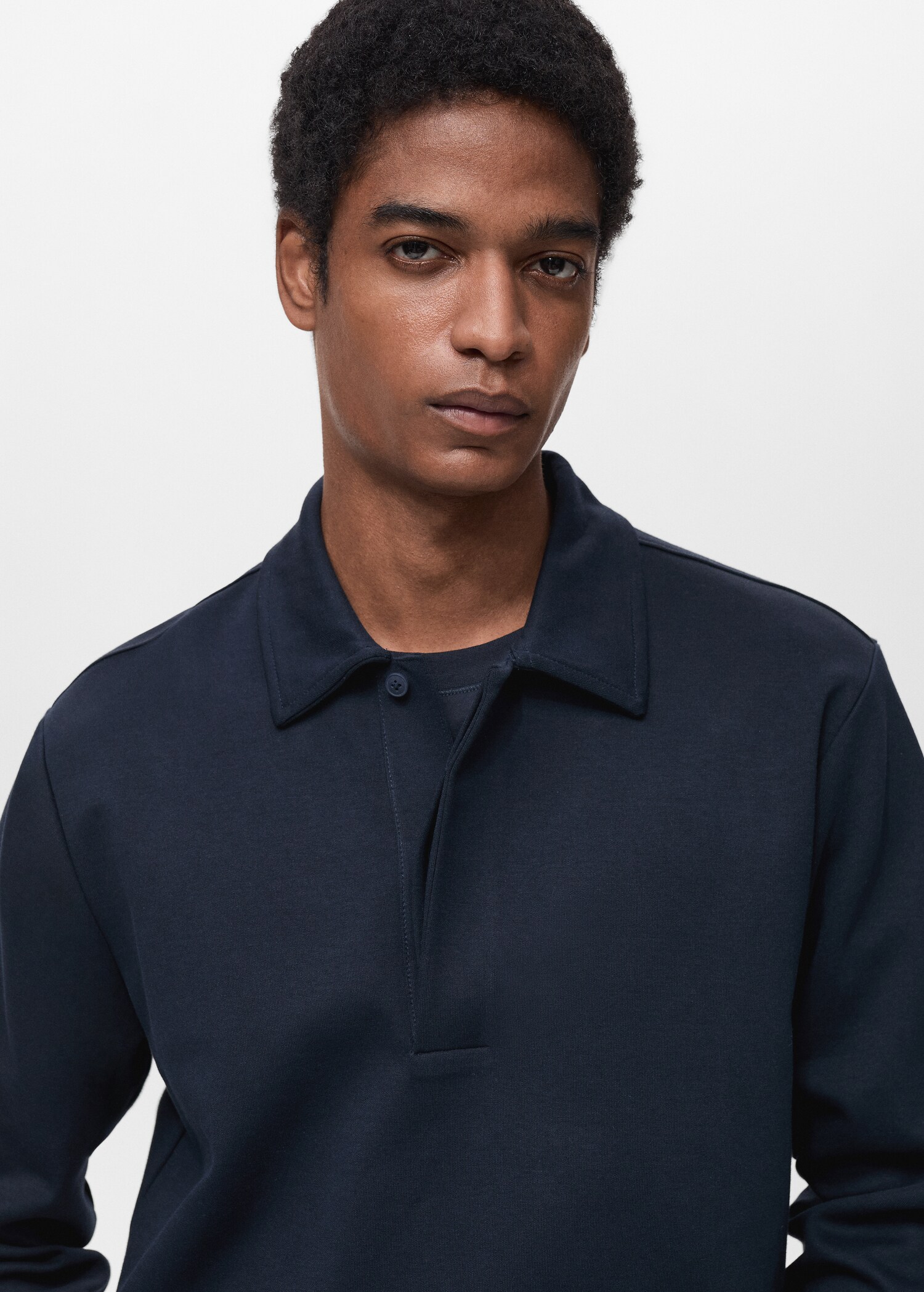 Regular-fit cotton polo sweatshirt - Details of the article 1