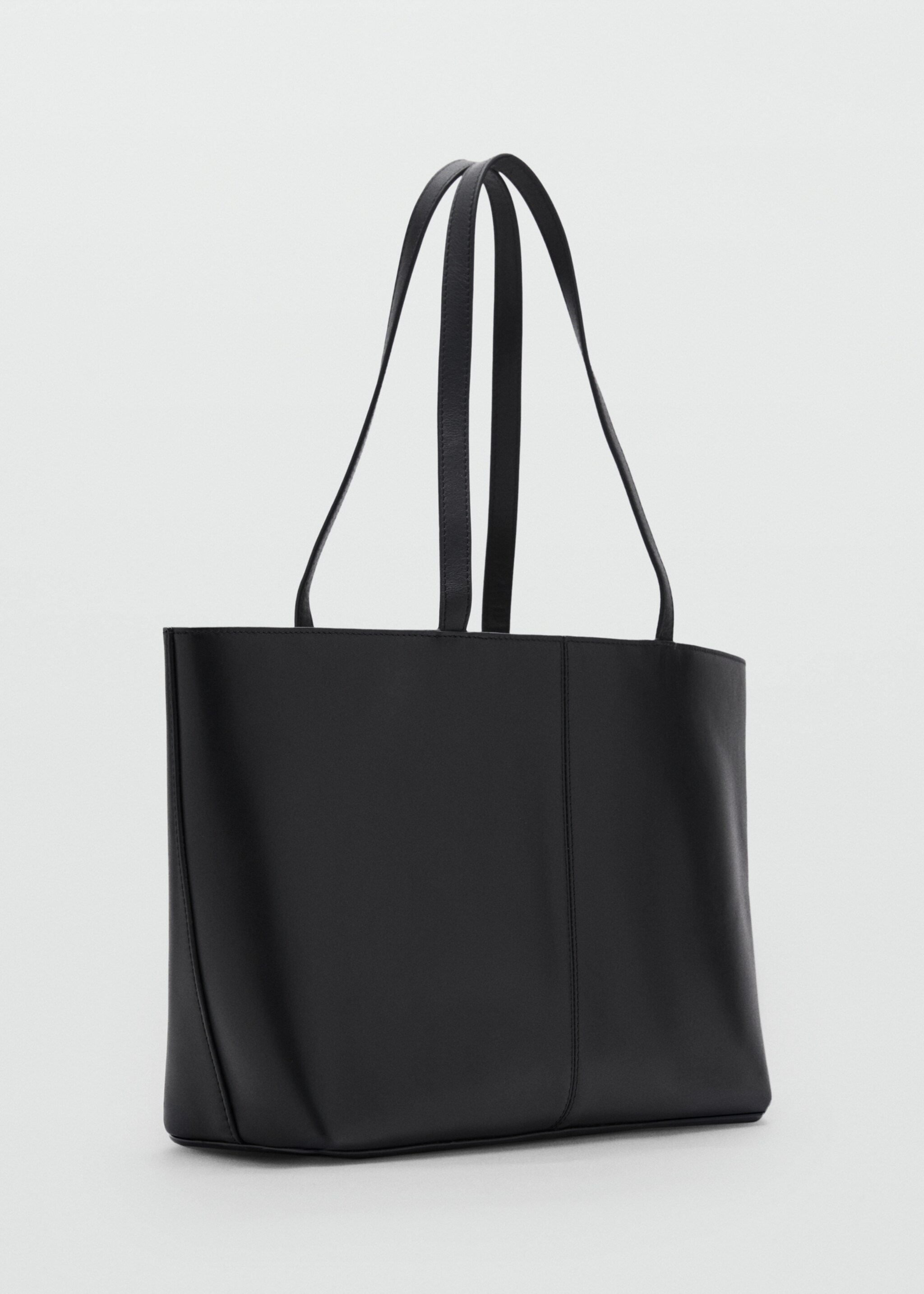 Medium leather shopper bag - Medium plane, Black. Ref: 87024420-00.
