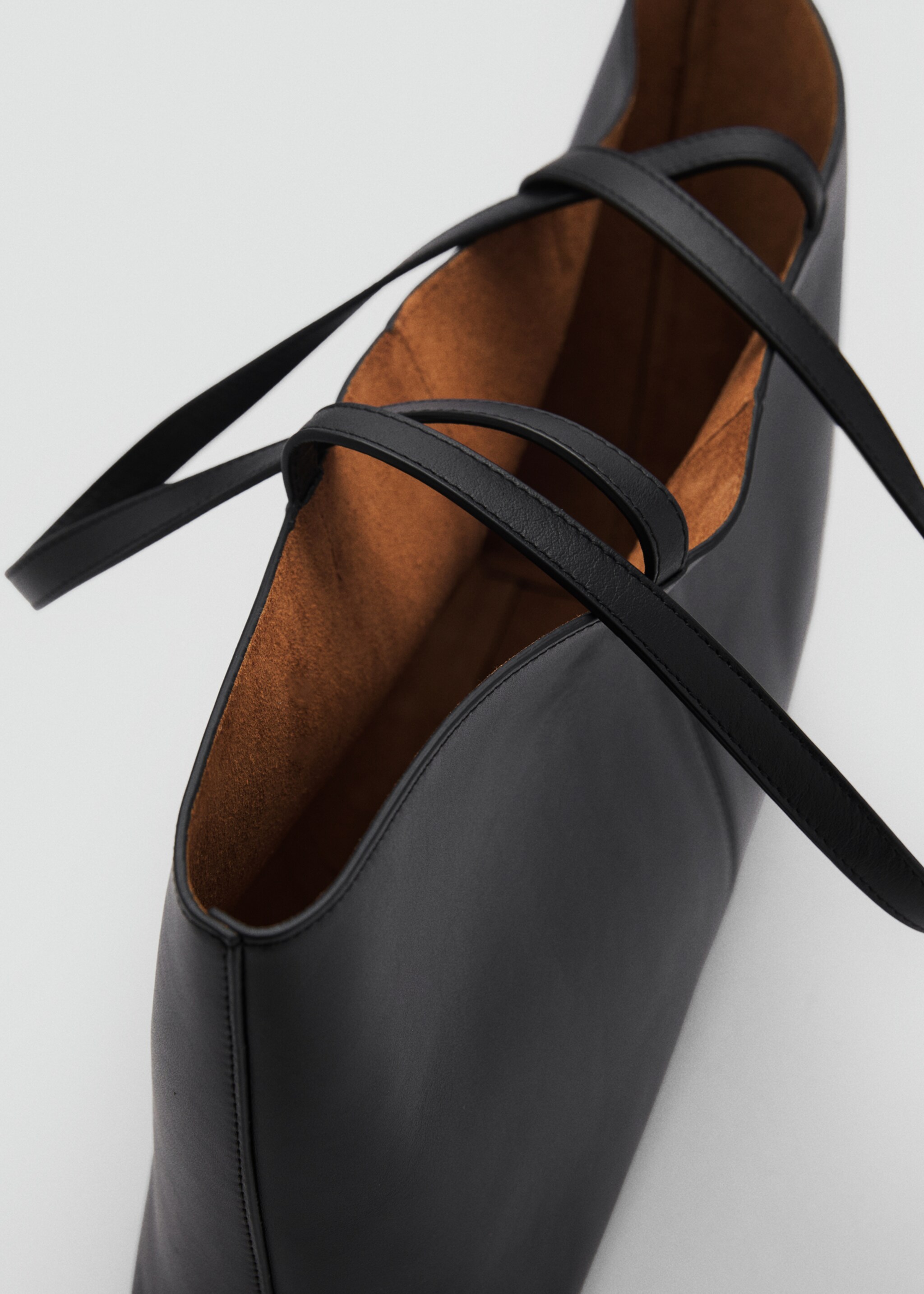 Medium leather shopper bag - Details of the article 3, Black. Ref: 87024420-00.