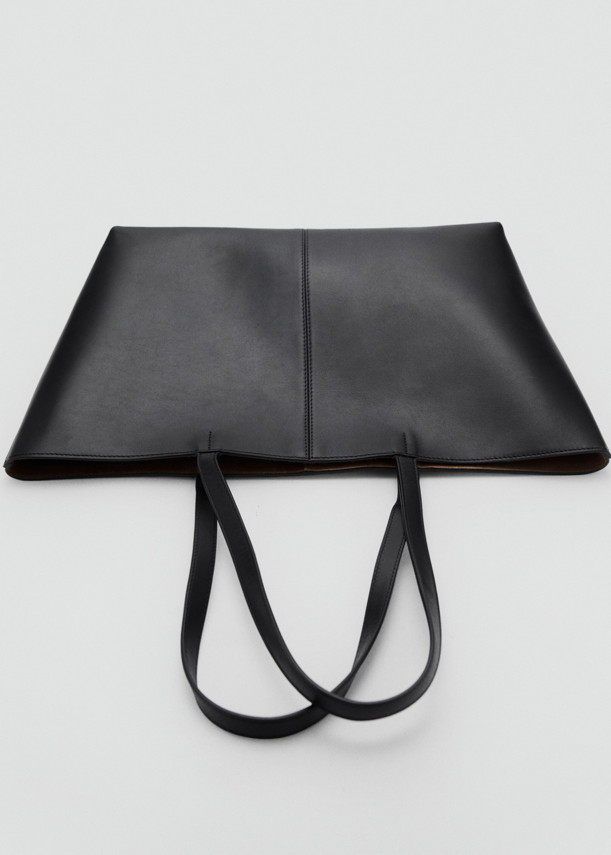 Medium leather shopper bag - Details of the article 5, Black. Ref: 87024420-00.