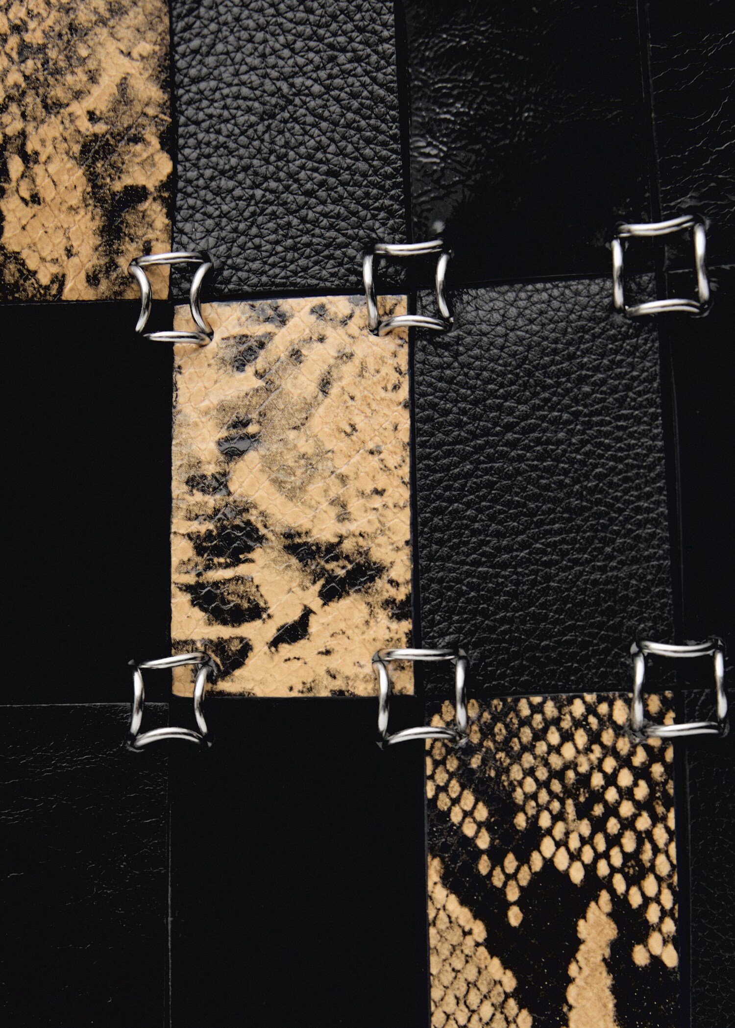 Combined-patchwork leather shopper bag - Details of the article 1