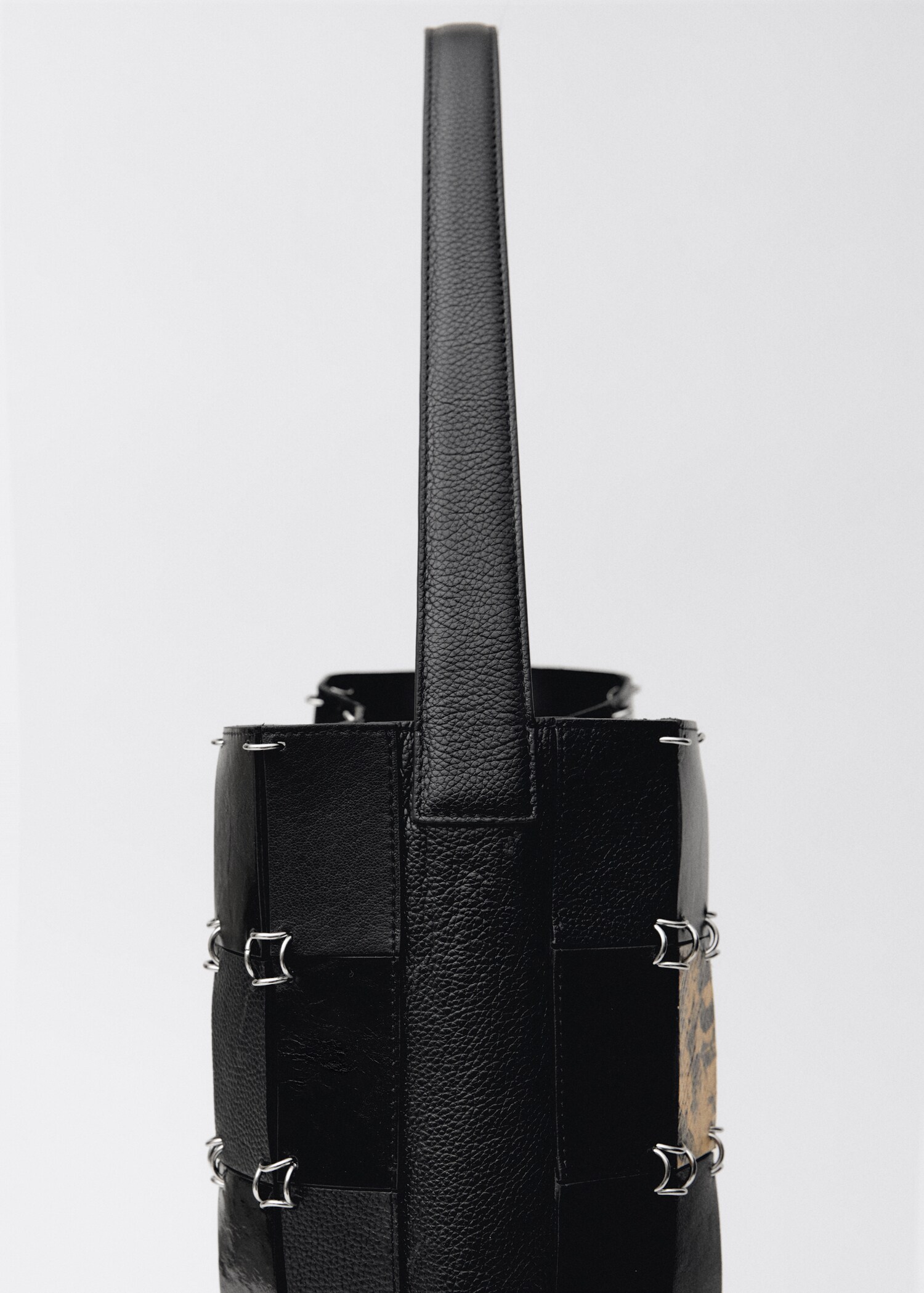 Combined-patchwork leather shopper bag - Details of the article 3