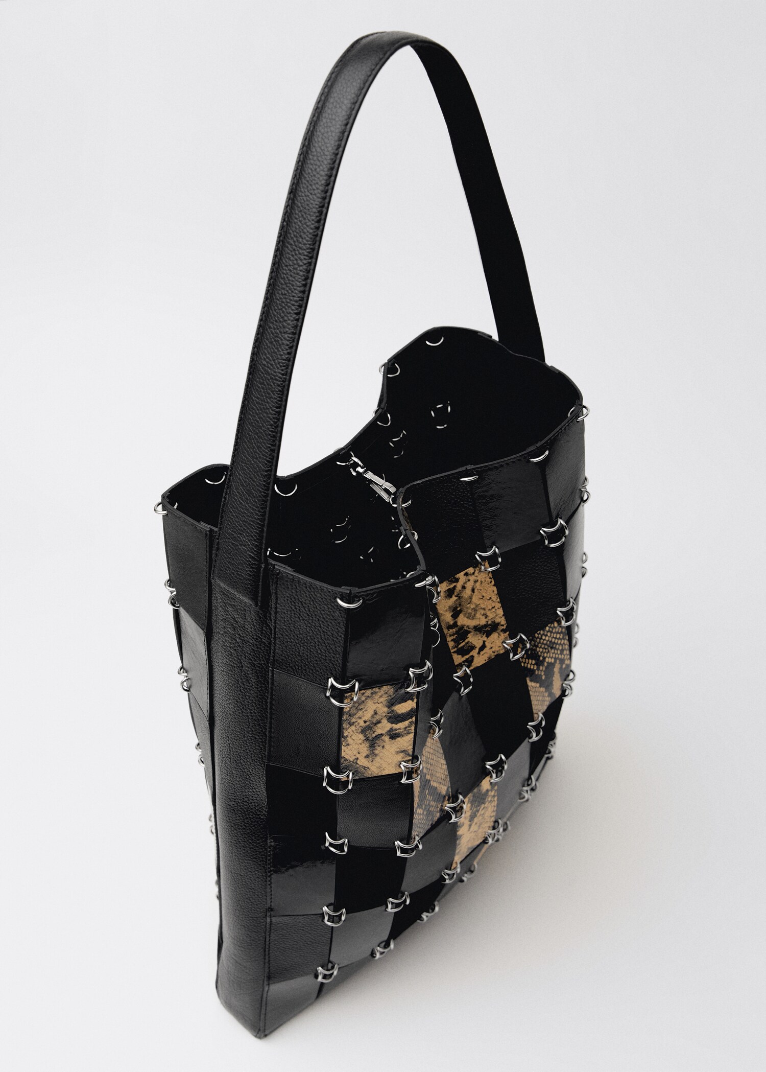 Combined-patchwork leather shopper bag - Details of the article 4