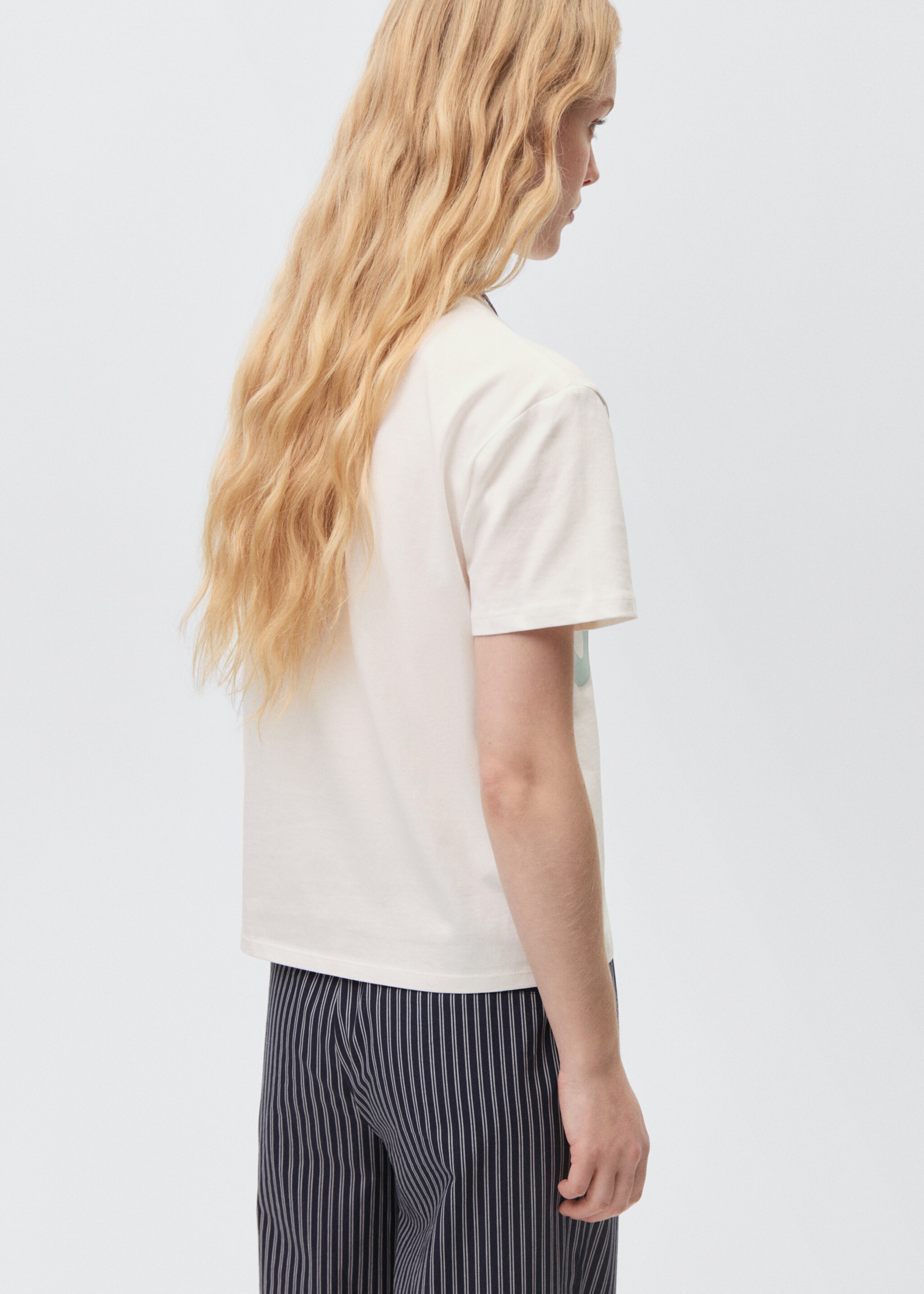 T-shirt coton message - Verso de l’article, Blanc cassé. Ref: 87024787-00.
