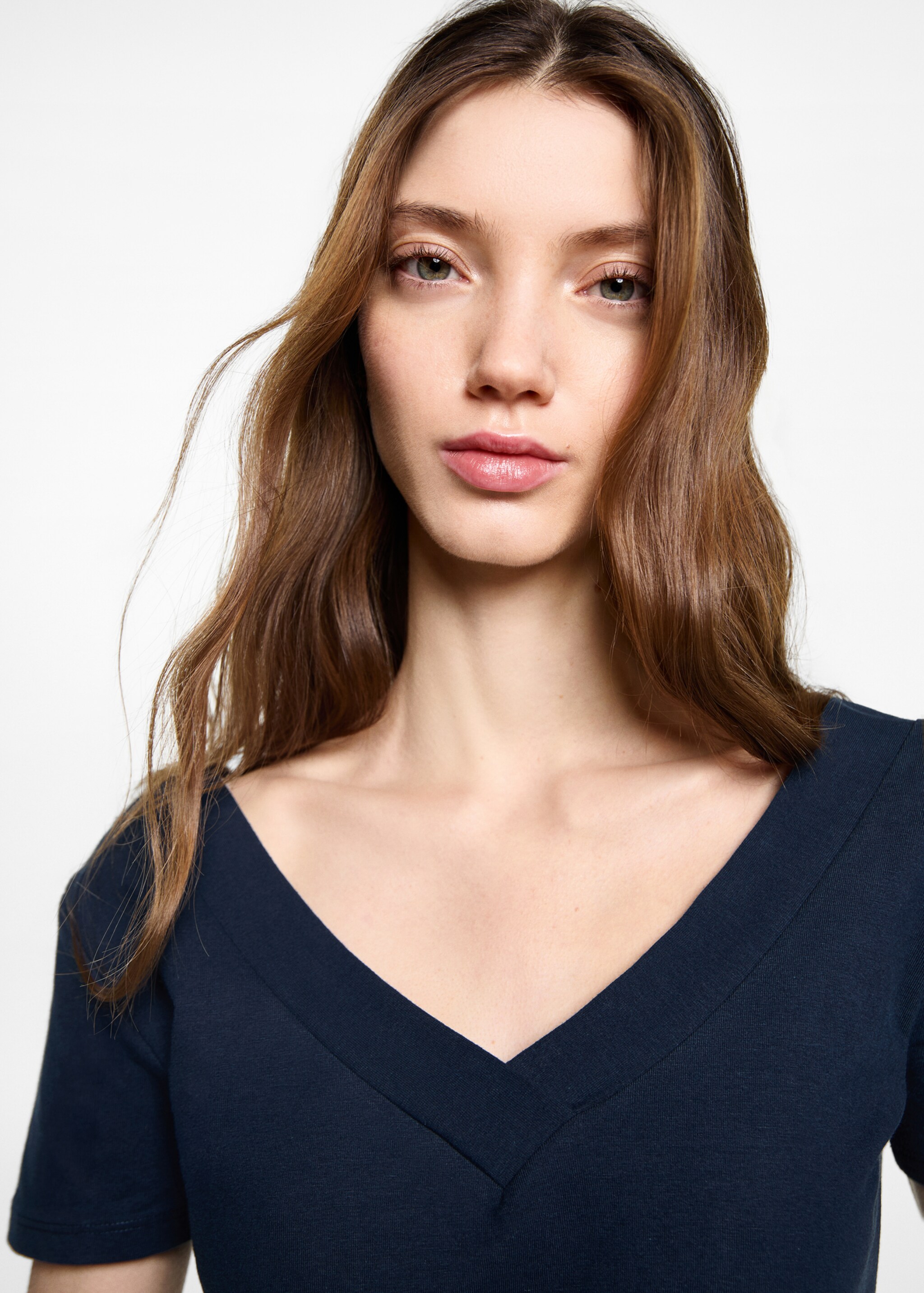 Gebreid cropped T-shirt - Detail van het artikel 1, Donkermarine. Ref: 87024788-00.