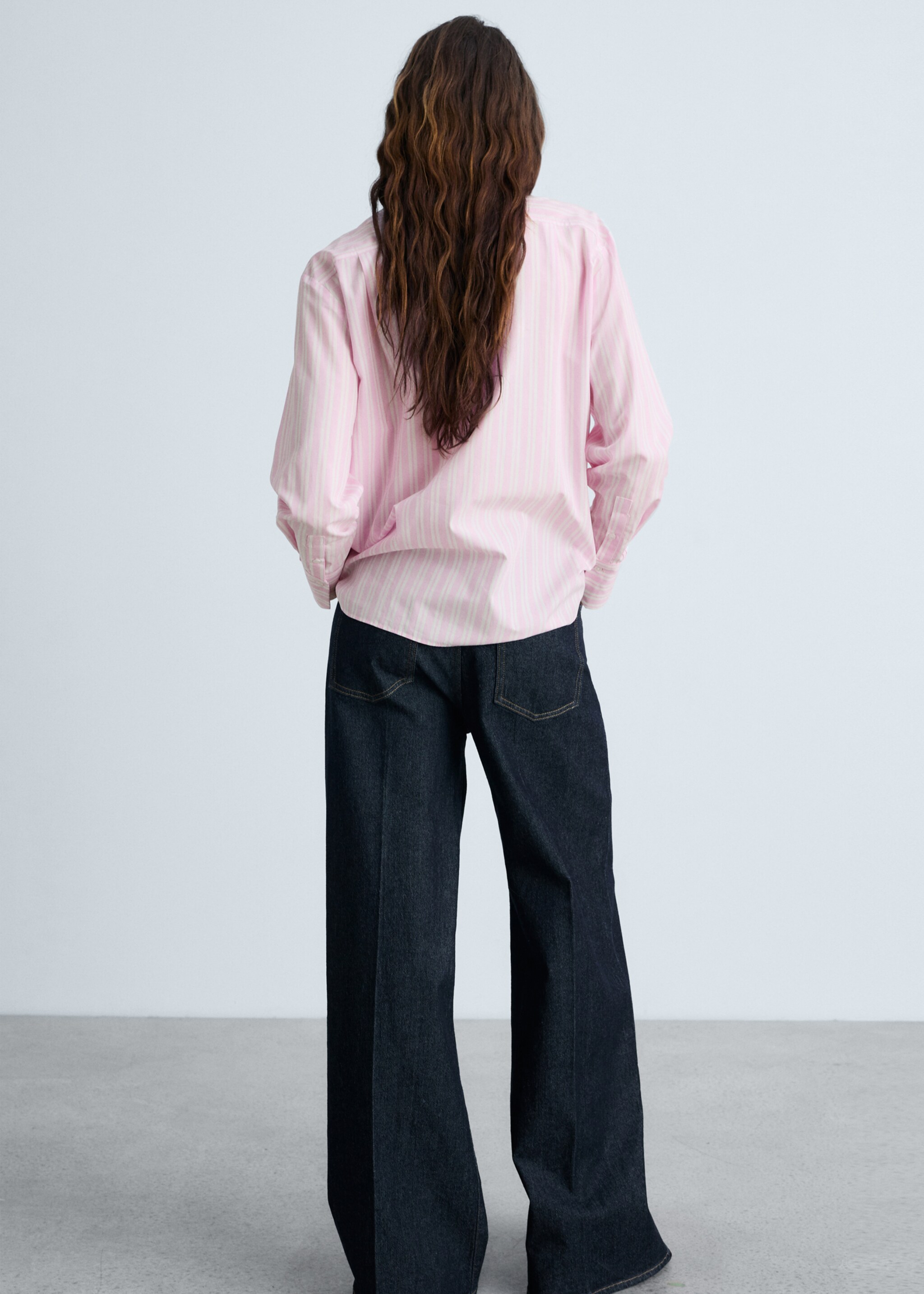 Recht gestreept overhemd - Achterkant van het artikel, Roze. Ref: 87024806-00.