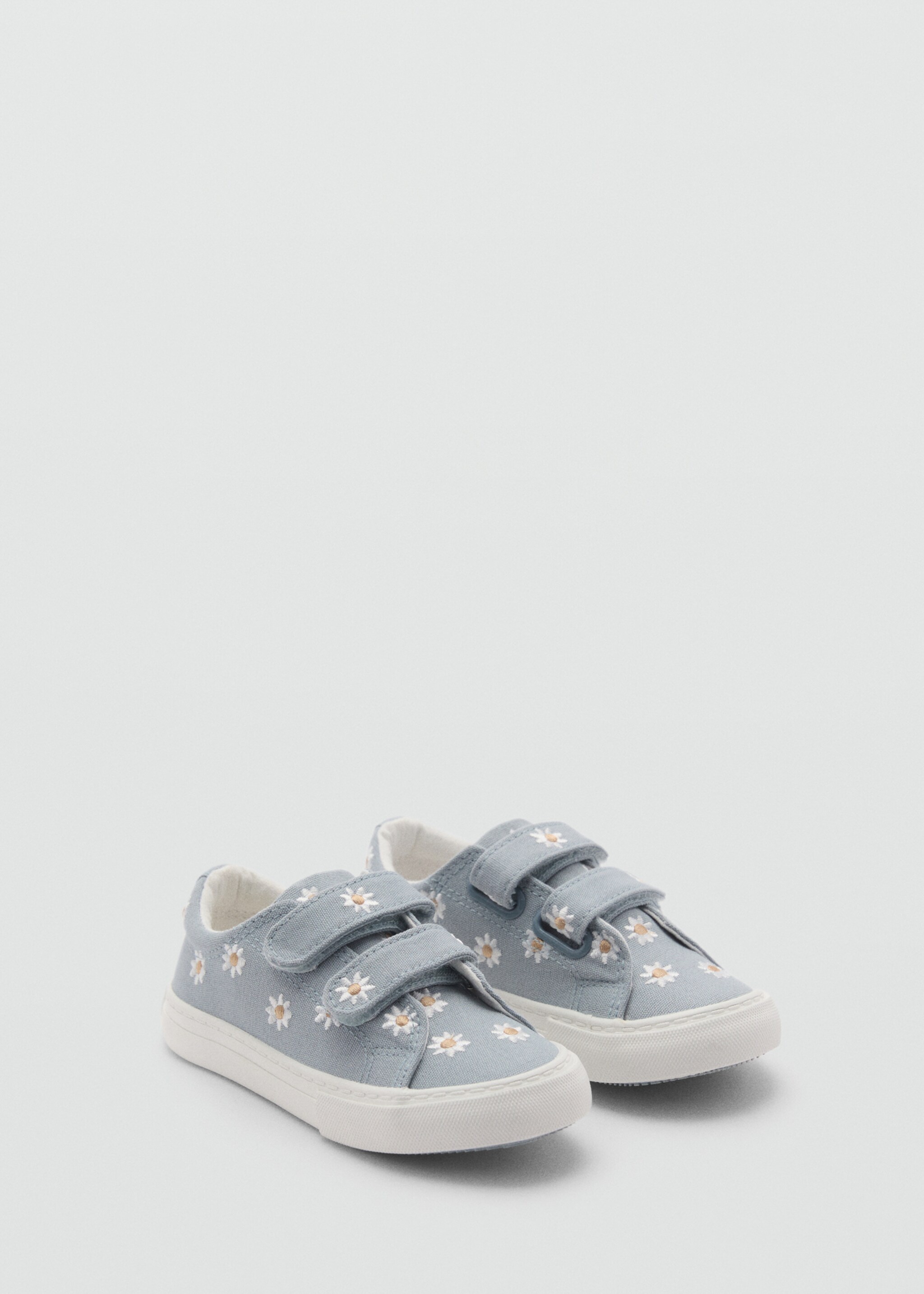 Floral-embroidered trainers - Medium plane, Sky Blue. Ref: 87025137-00.