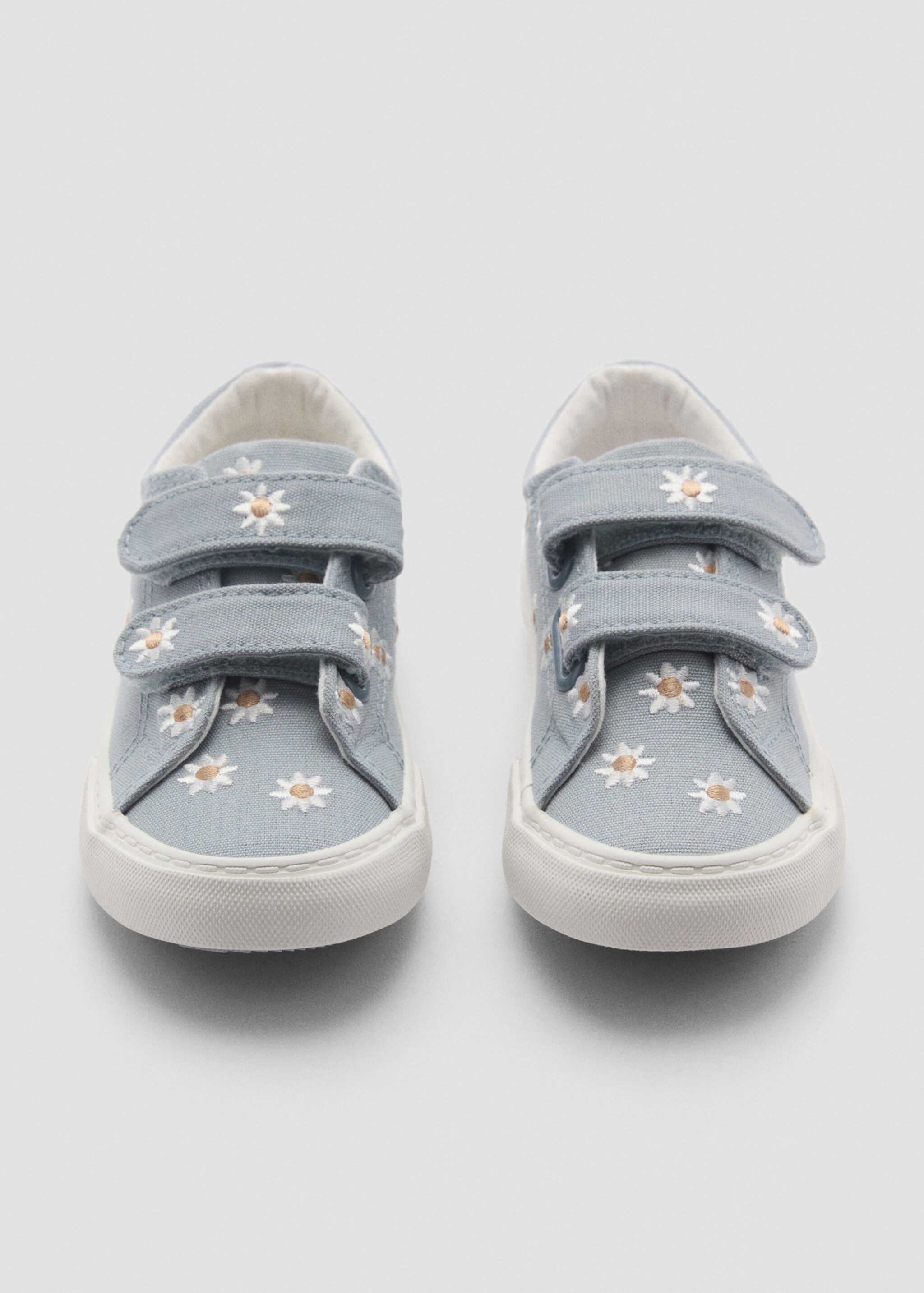 Floral-embroidered trainers - Details of the article 2, Sky Blue. Ref: 87025137-00.