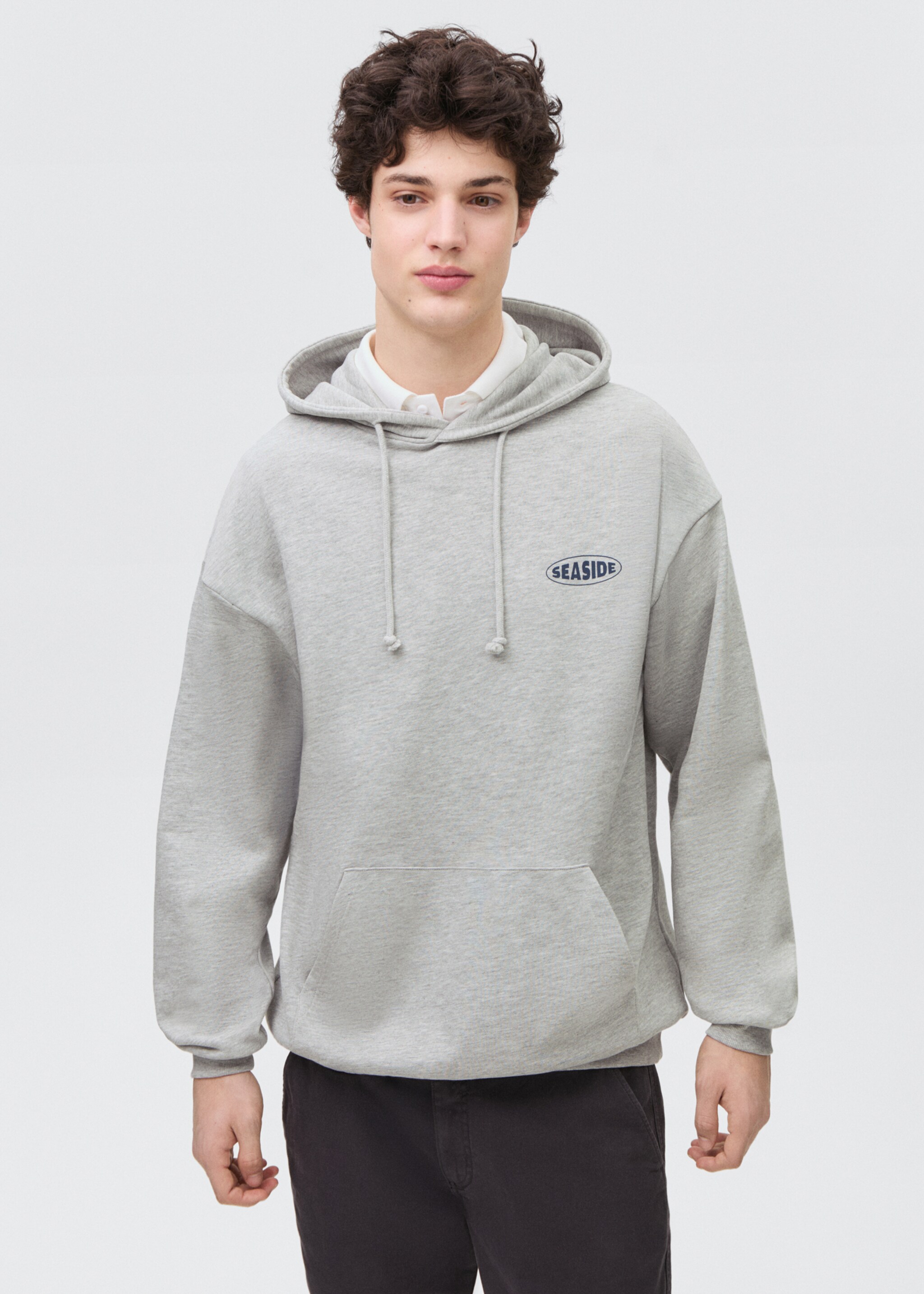 Dessuadora cotó estampada - Pla mig, Gris clar vigoré. Ref: 87025142-00.