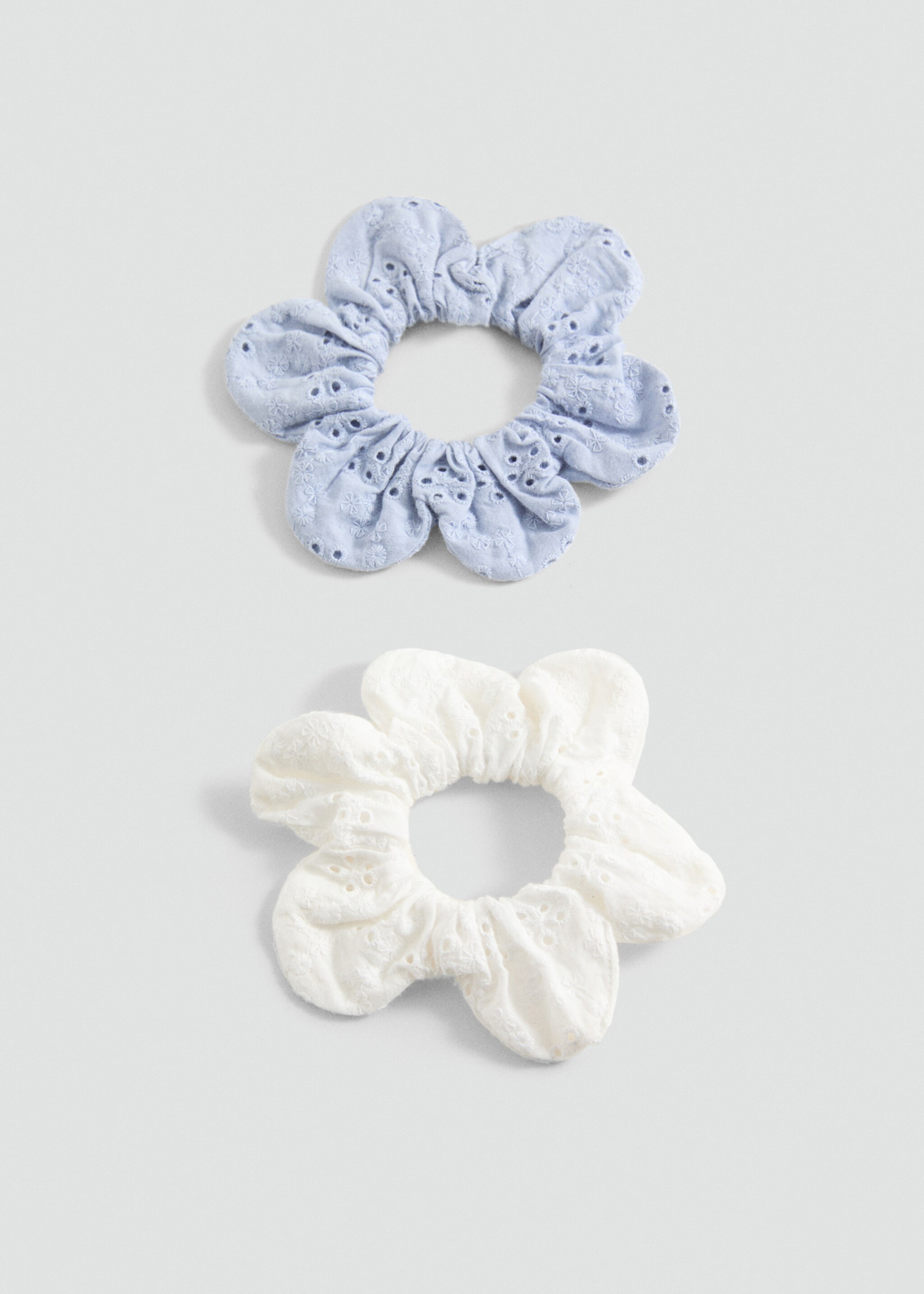 Pack 2 flower scrunchies - Article without model, Sky Blue. Ref: 87025143-00.