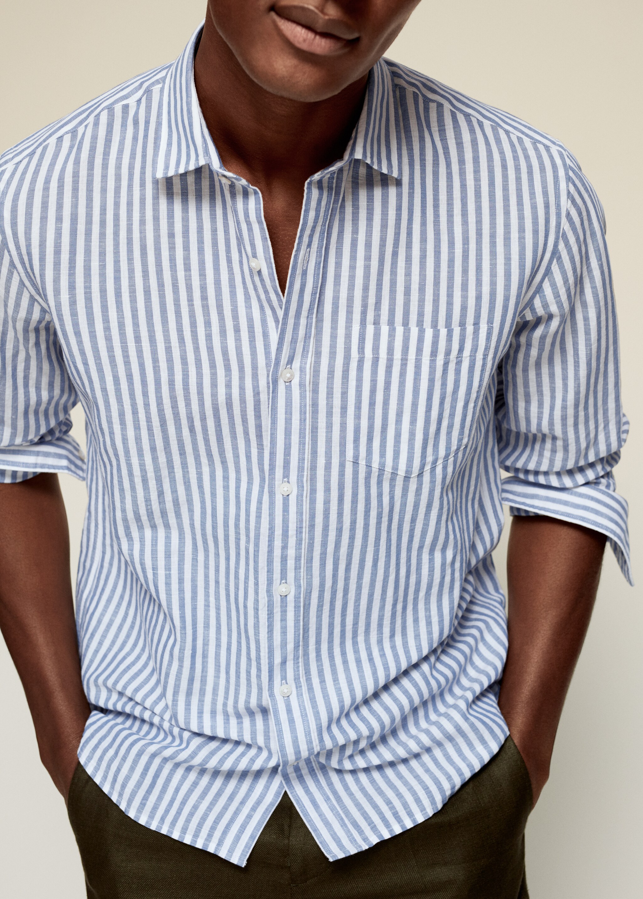 Camisa regular fit lino rayas  - Detalle del artículo 1