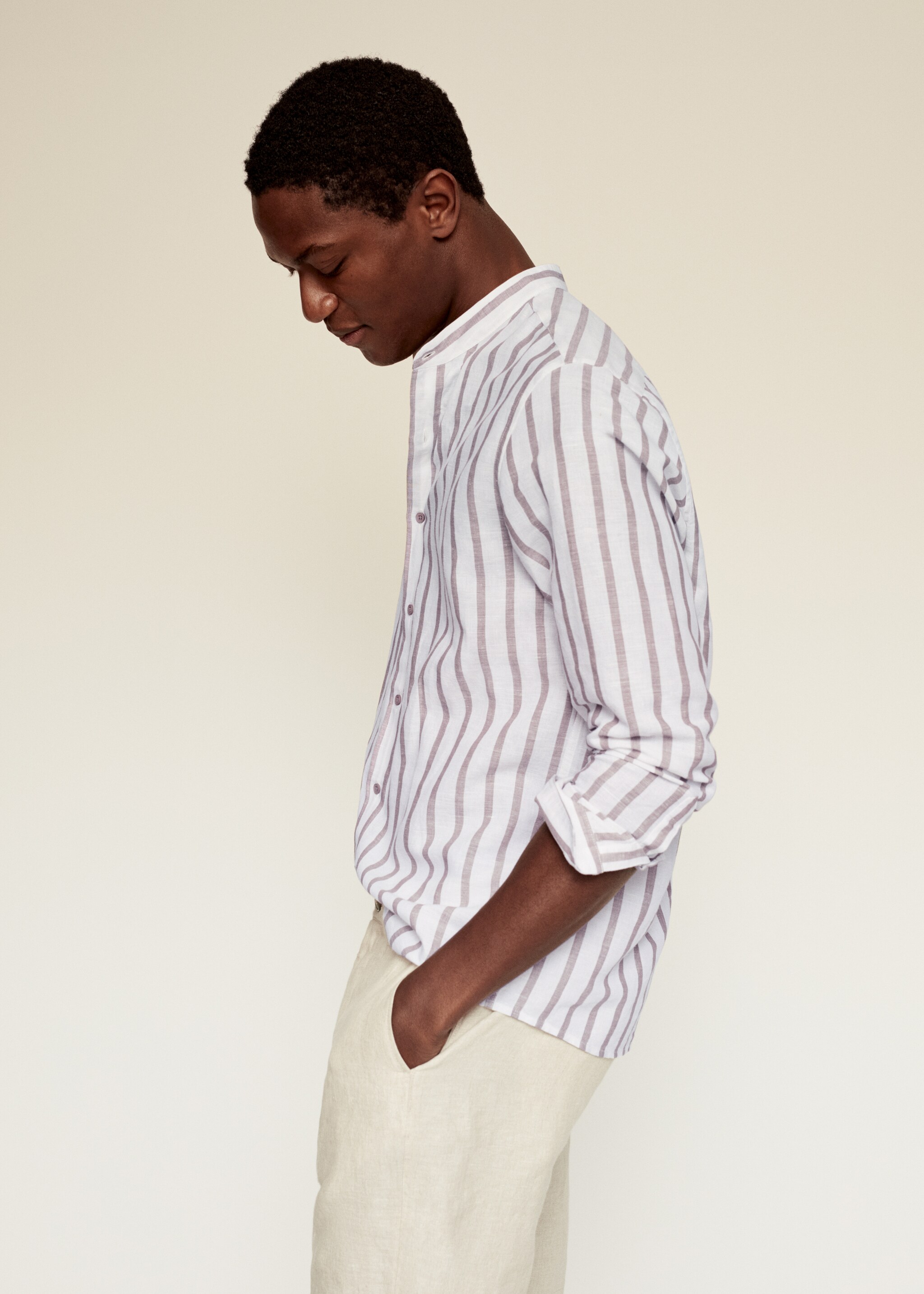 Camisa regular fit lino cuello mao - Detalle del artículo 1