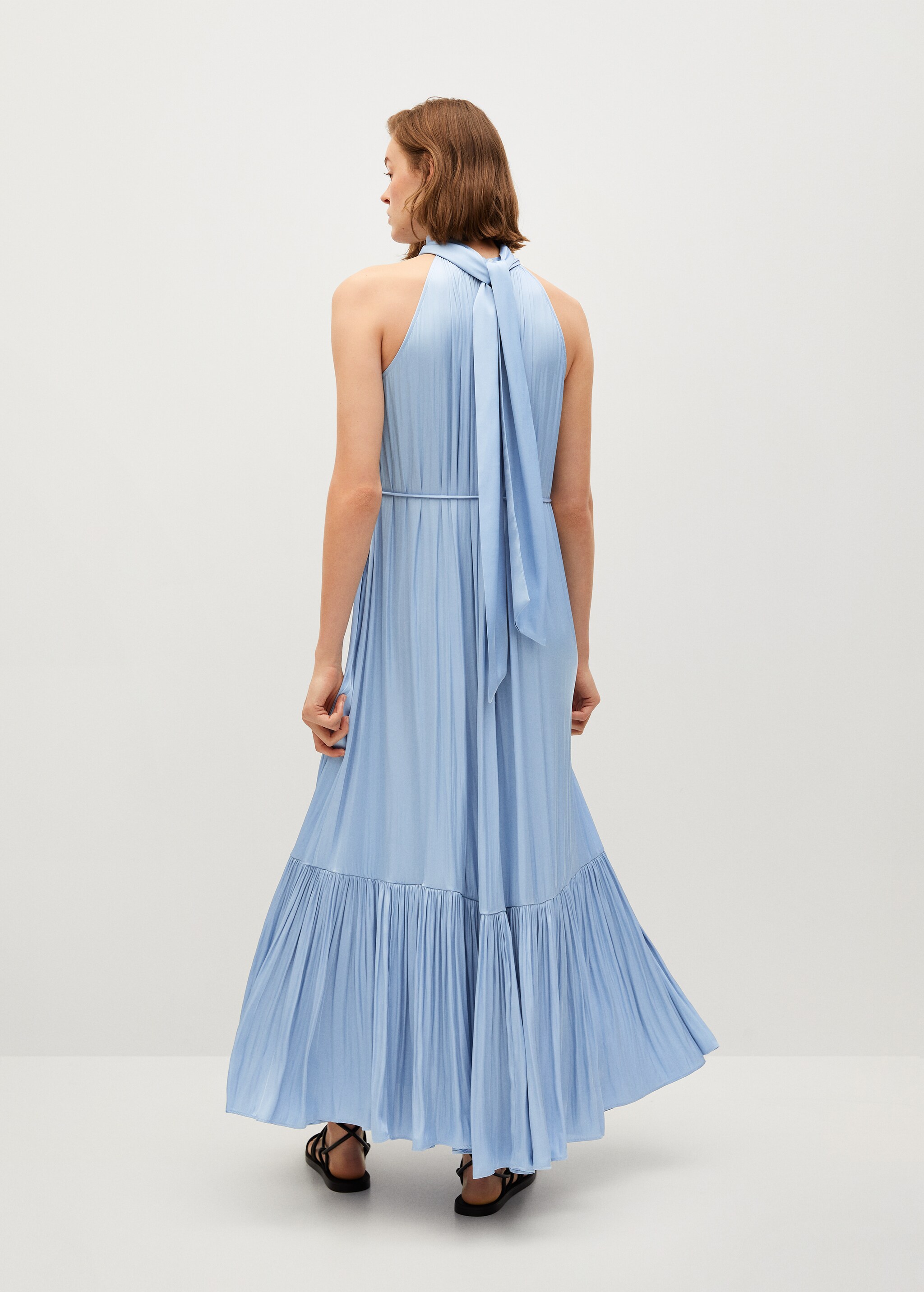 Vestido plisado satinado - Reverso del artículo