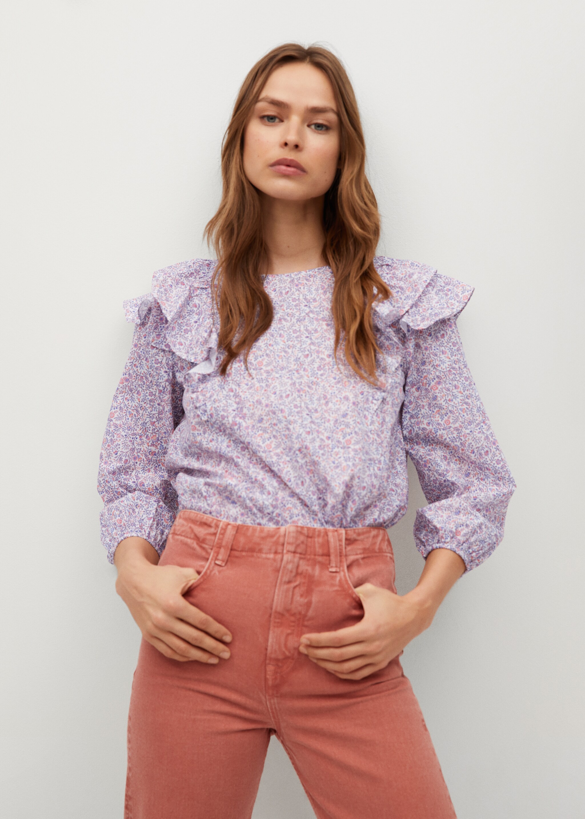 Blusa algodón estampada - Plano medio