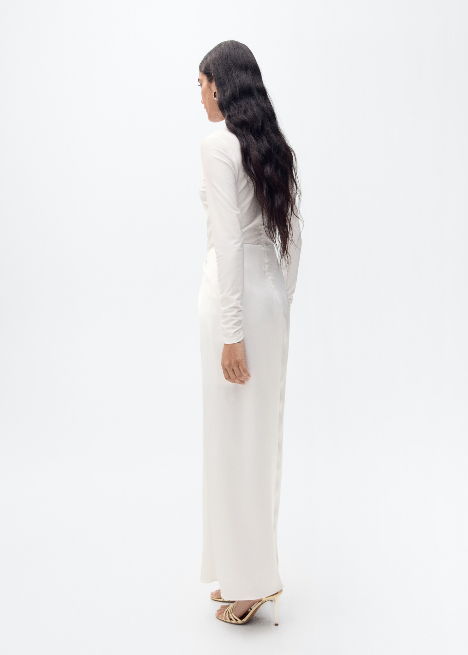 Combined-fabric long dress - Reverse of the article