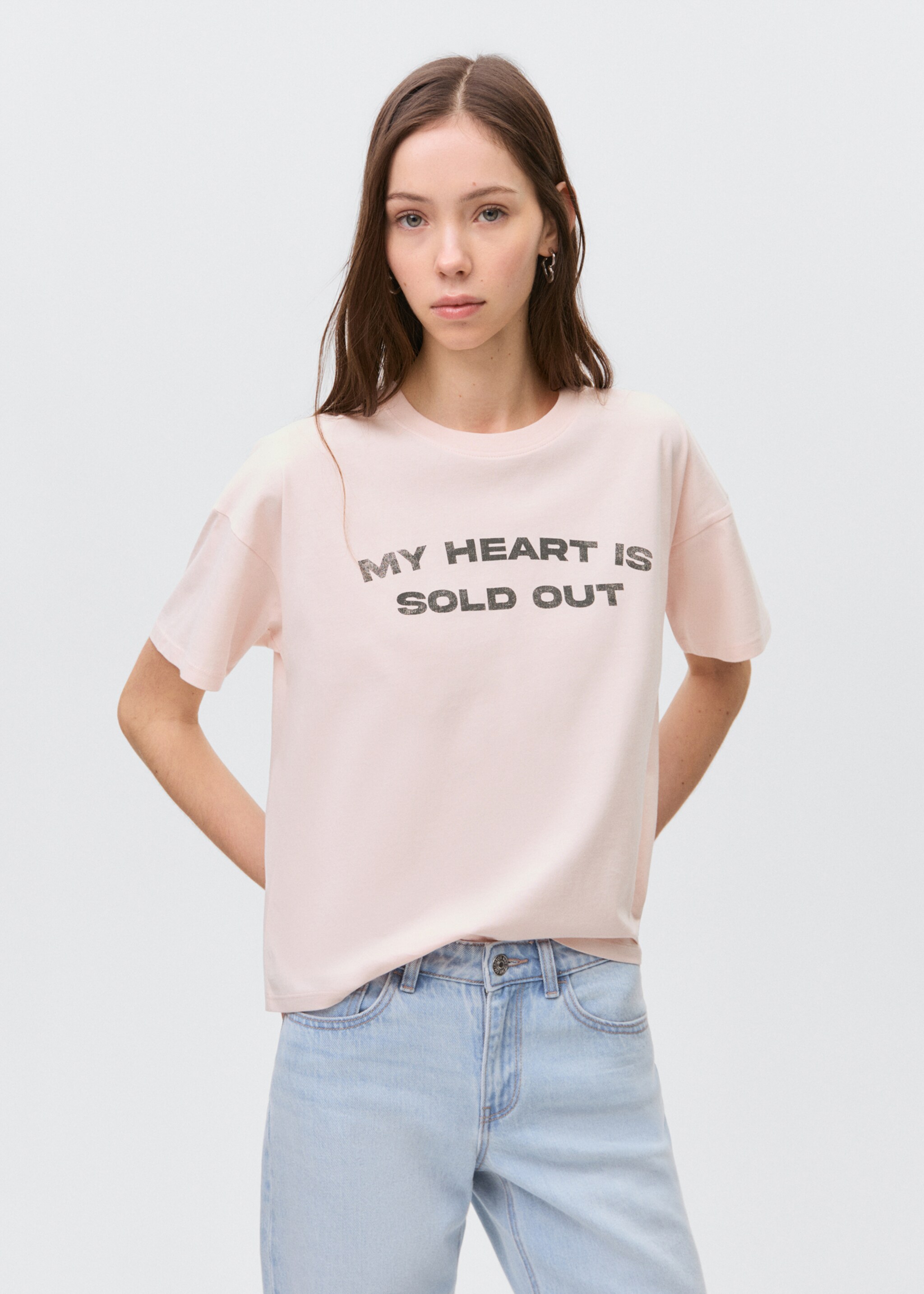 Short-sleeved t-shirt with message - Medium plane, Pastel Pink. Ref: 87025732-00.