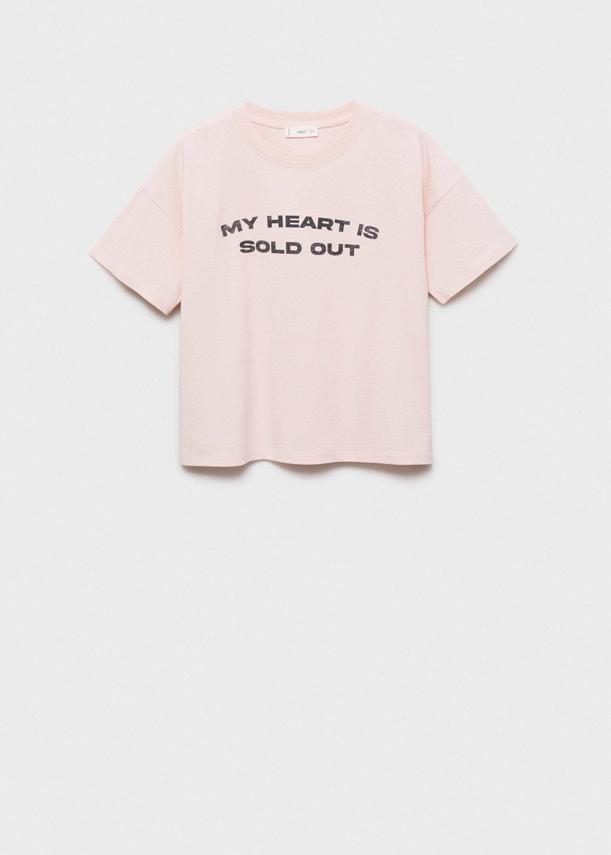 Short-sleeved t-shirt with message - Article without model, Pastel Pink. Ref: 87025732-00.