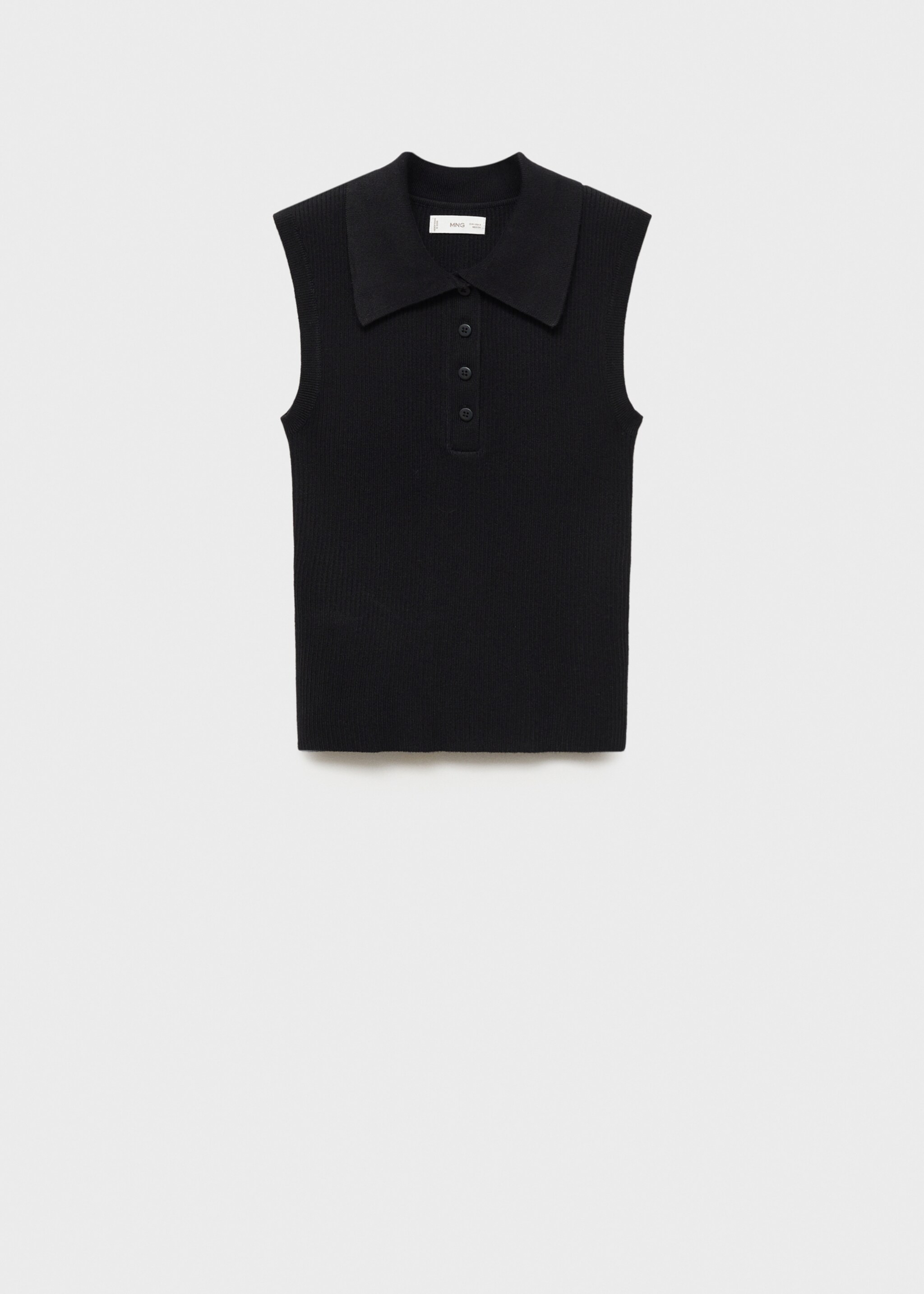 Polo-neck knitted top - Article without model, Black. Ref: 87025735-00.