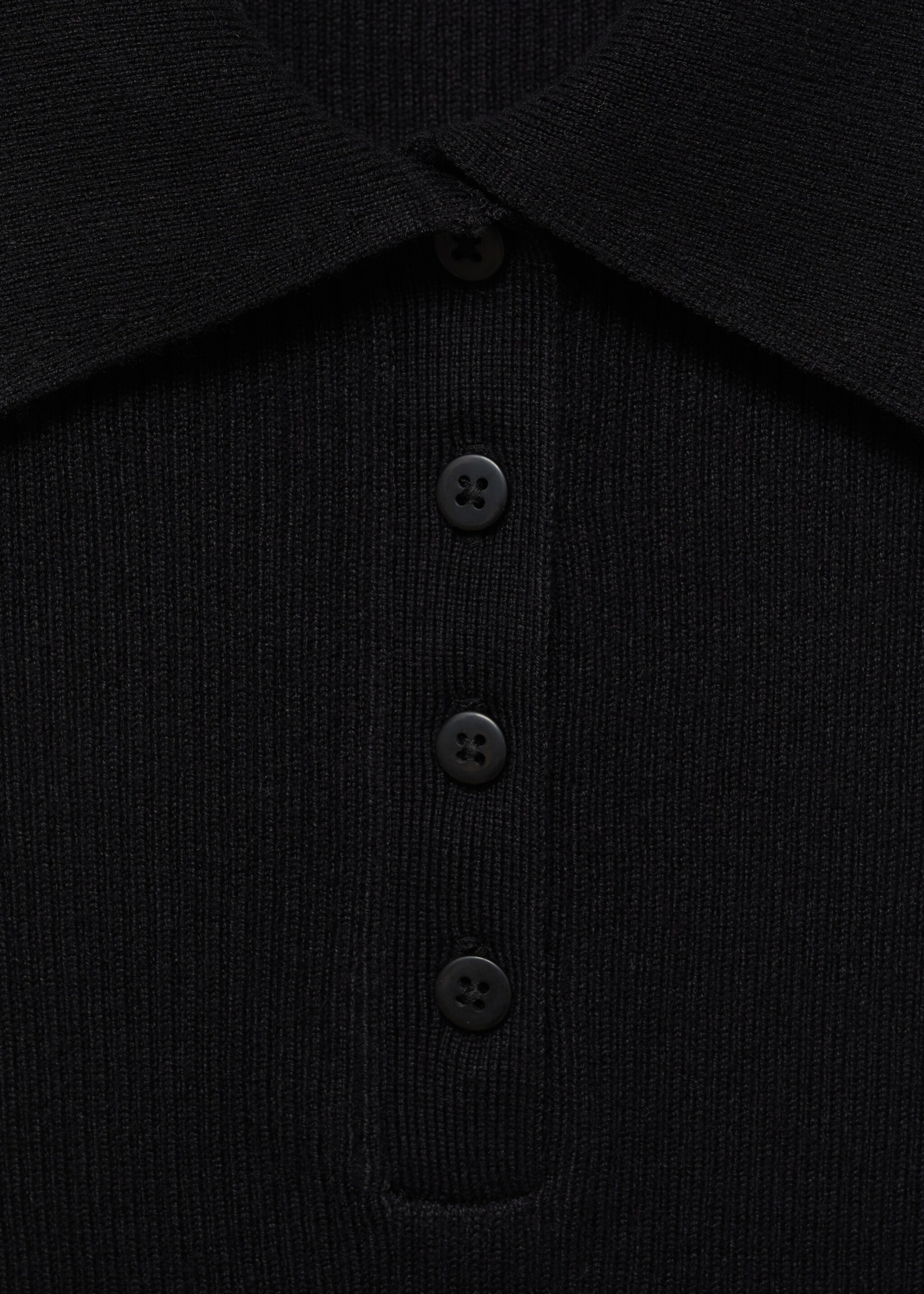 Polo-neck knitted top - Details of the article 8, Black. Ref: 87025735-00.