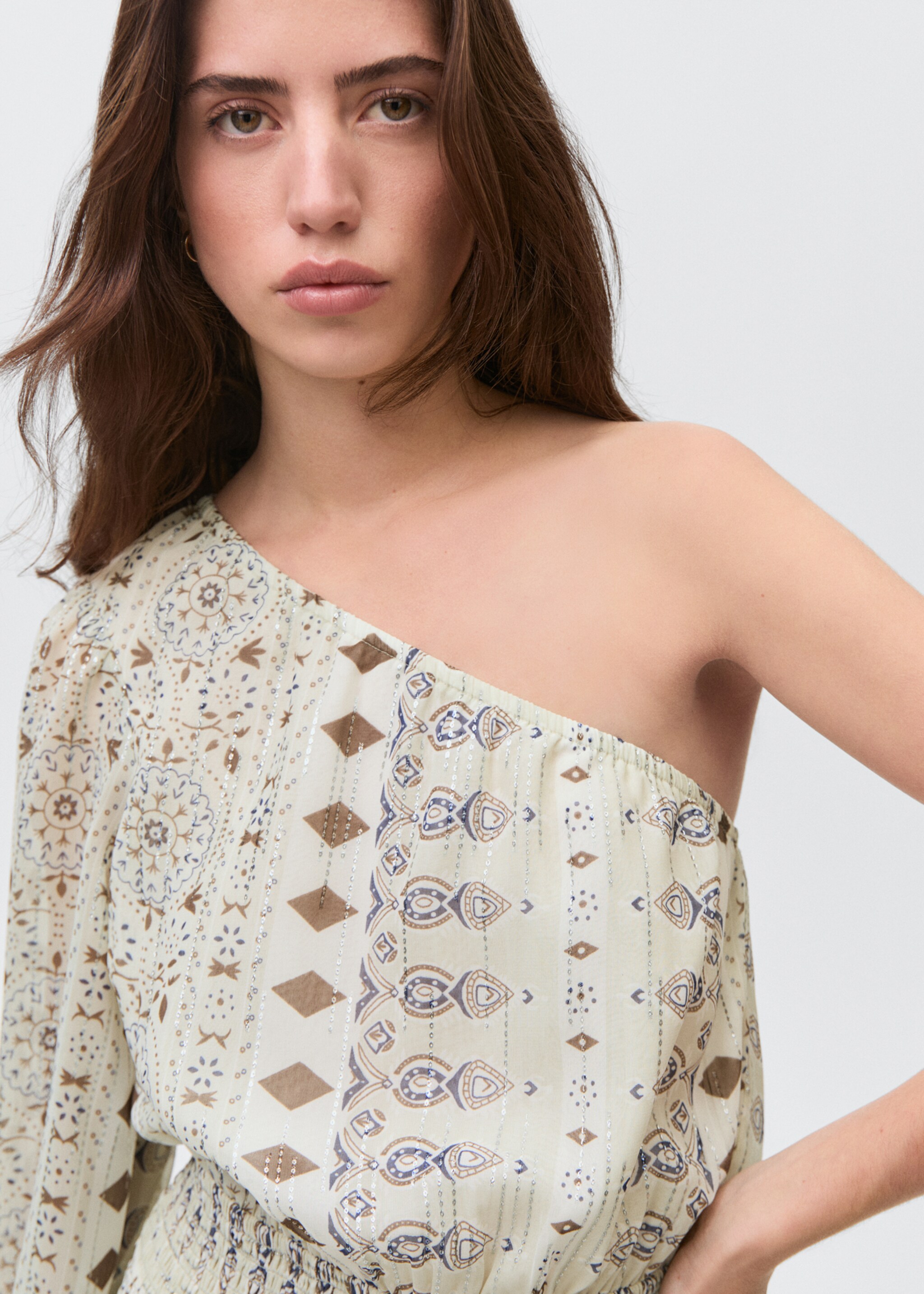 Vestido corto asimétrico - Detalle del artículo 1, Verde menta. Ref: 87025736-00.