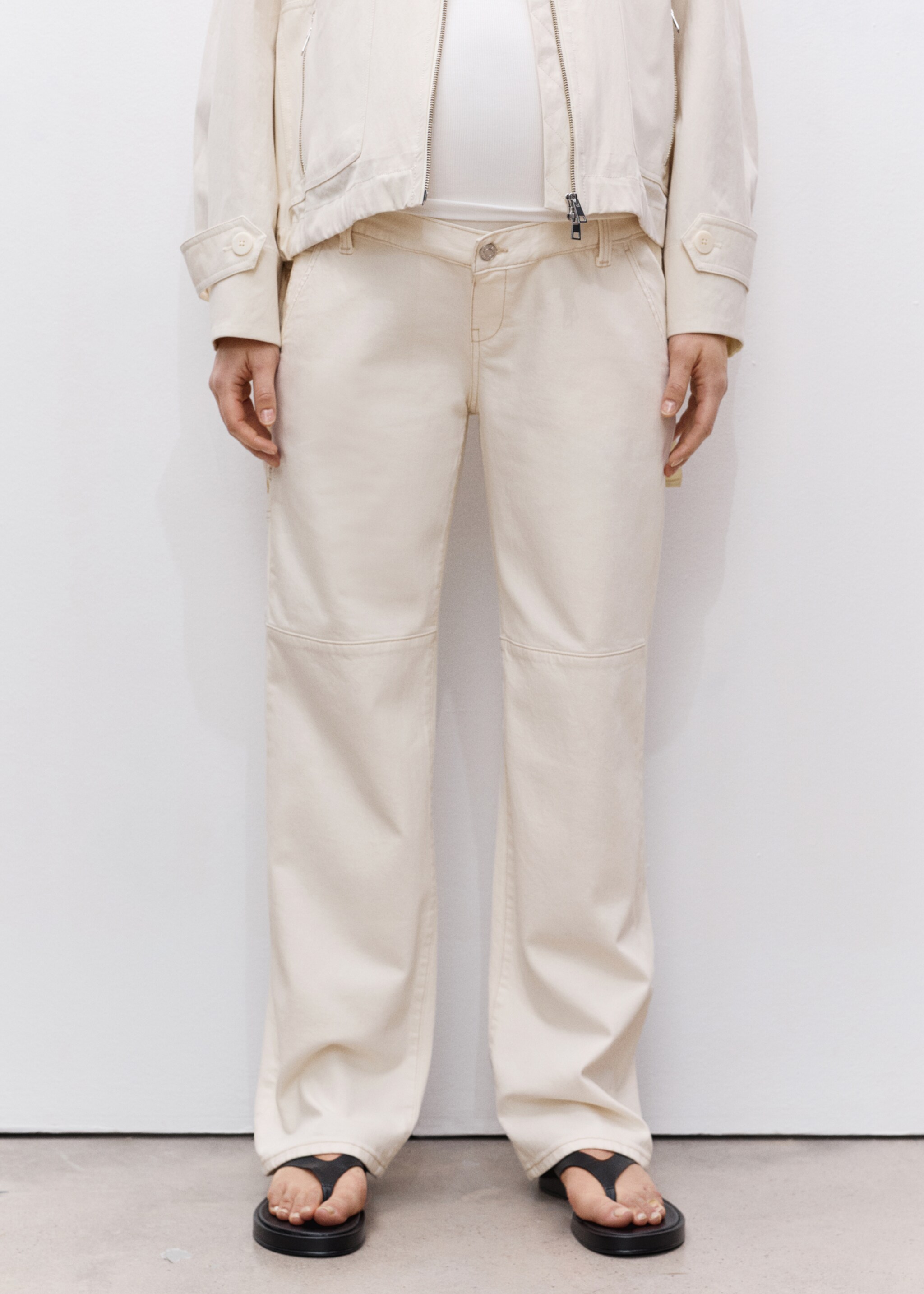 Maternity wide leg jeans - Medium plane, Off White. Ref: 87025739-00.