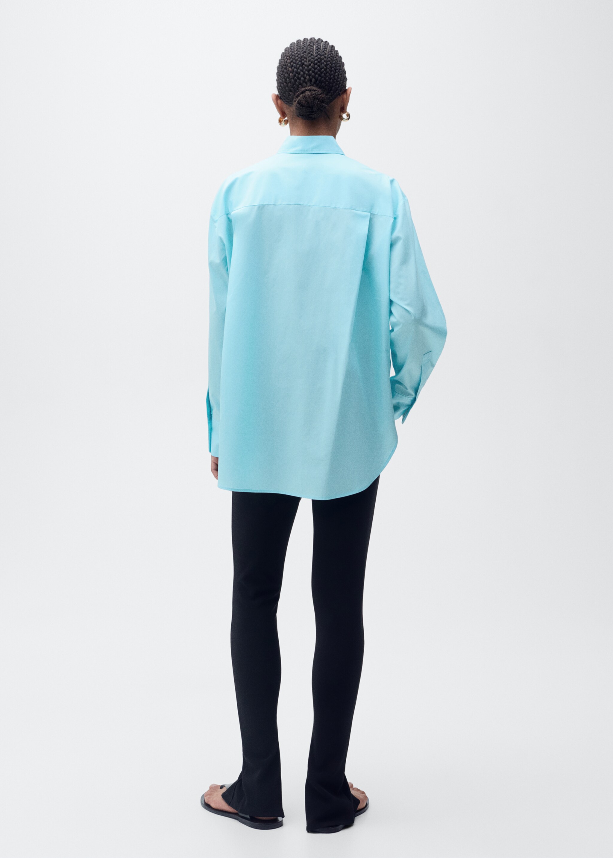 Oversize poplin shirt - Reverse of the article, Blue. Ref: 87025746-00.