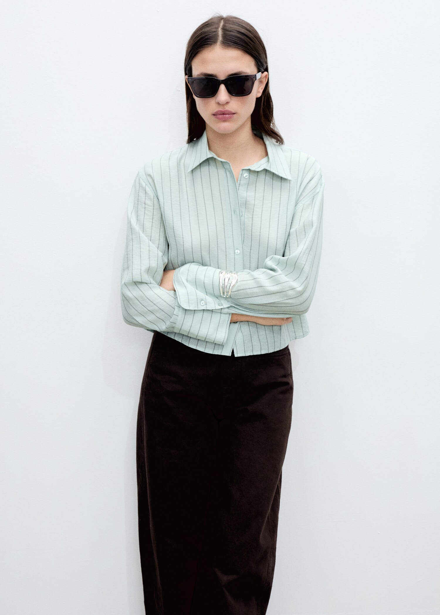 Striped cropped shirt - Medium plane