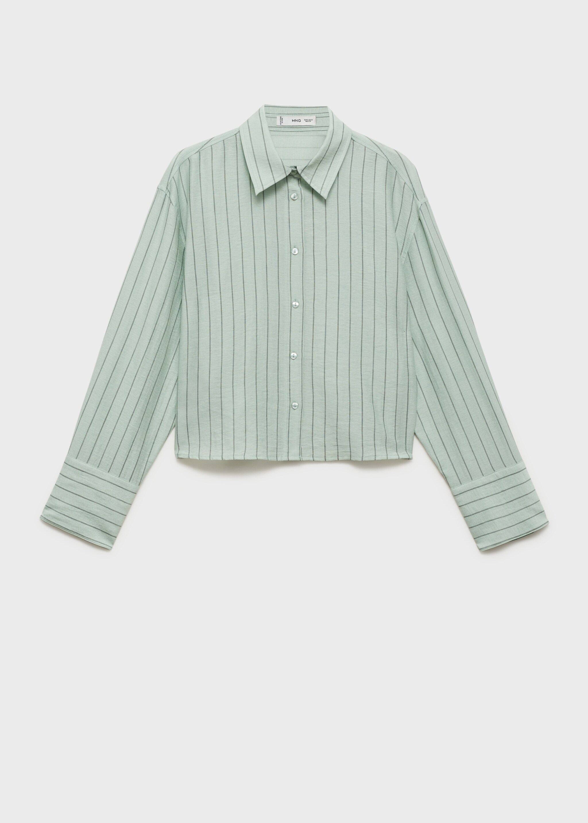 Striped cropped shirt - Article without model, Green. Ref: 87025750-00.