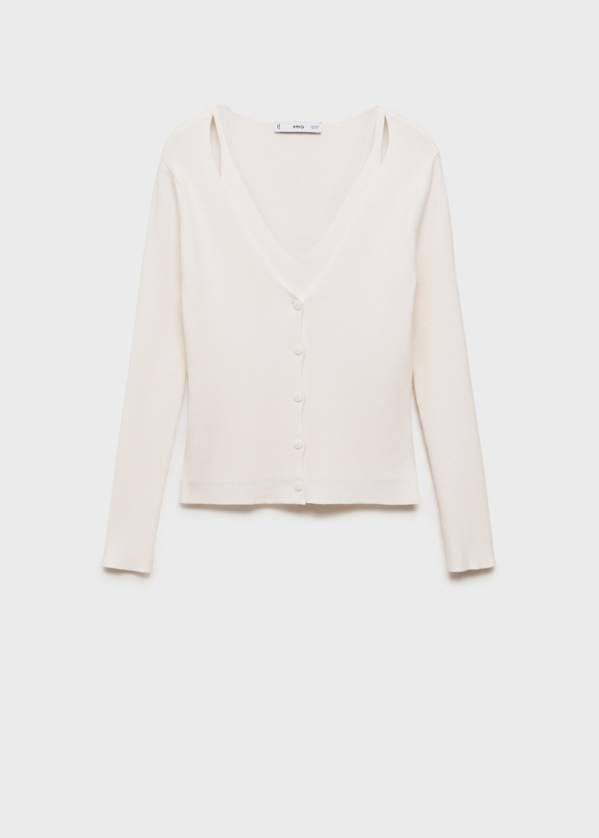 Cardigan maille col V combiné - Article sans modèle, Écru. Ref: 87025752-00.