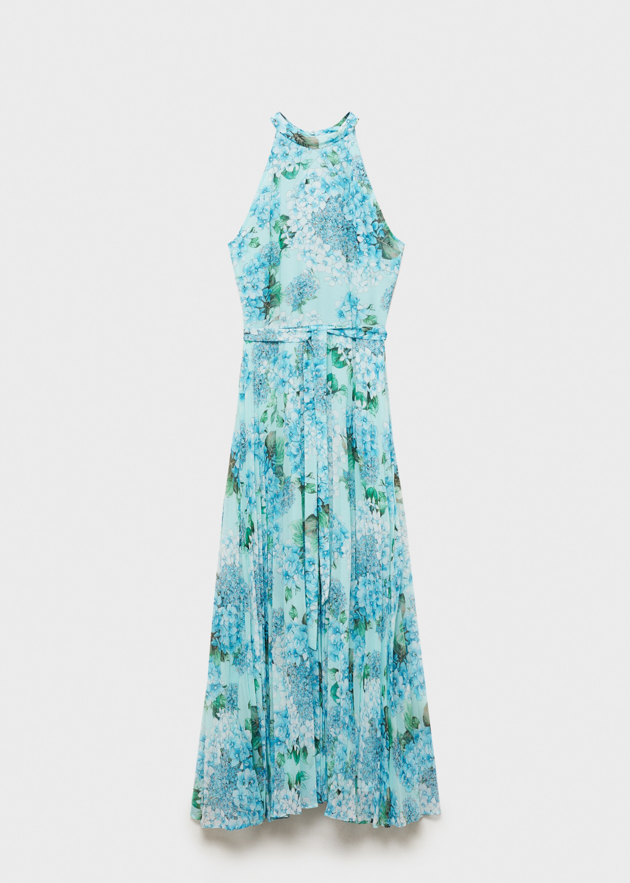 Floral-print pleated dress - Article without model, Blue. Ref: 87025756-00.