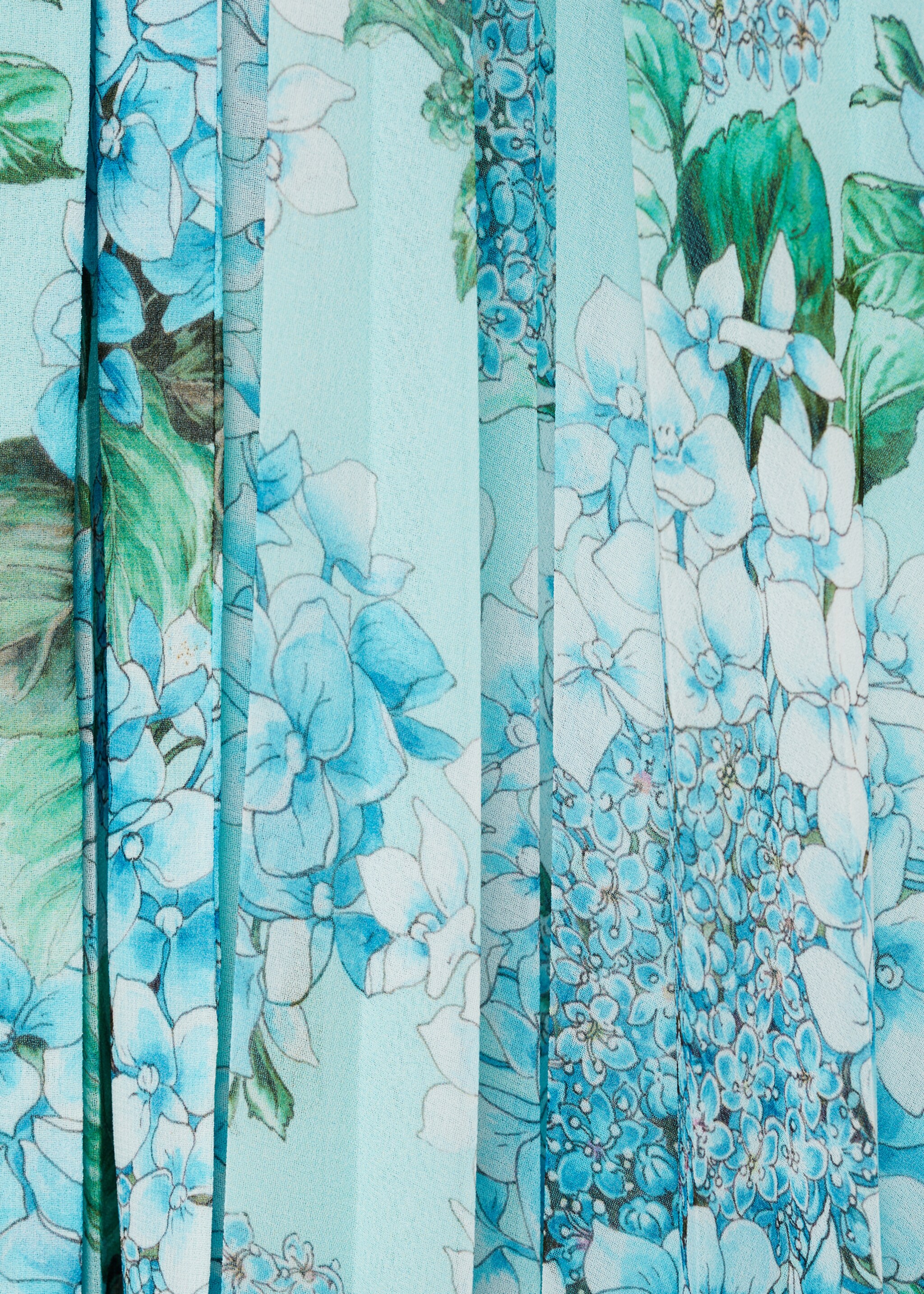 Floral-print pleated dress - Details of the article 0, Blue. Ref: 87025756-00.