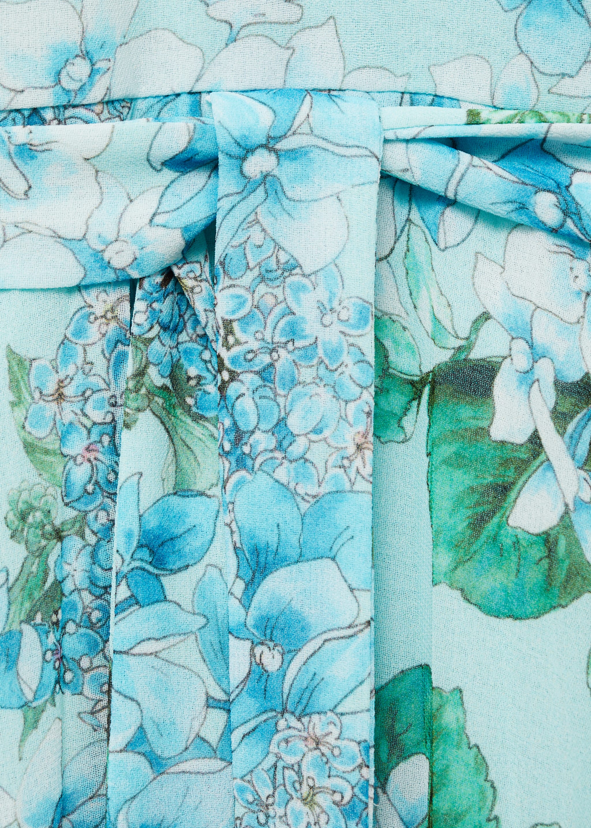 Floral-print pleated dress - Details of the article 8, Blue. Ref: 87025756-00.