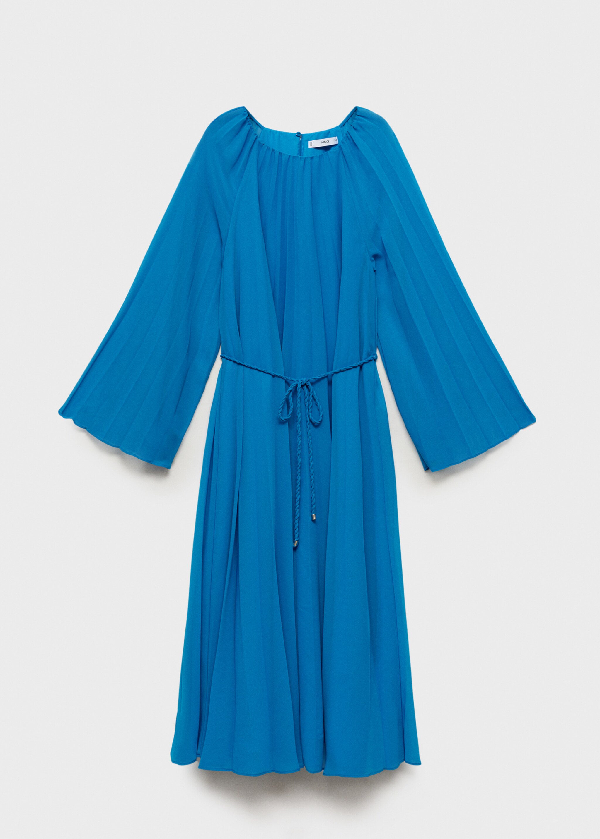 Flared-sleeve pleated dress - Article without model, Blue. Ref: 87025757-00.