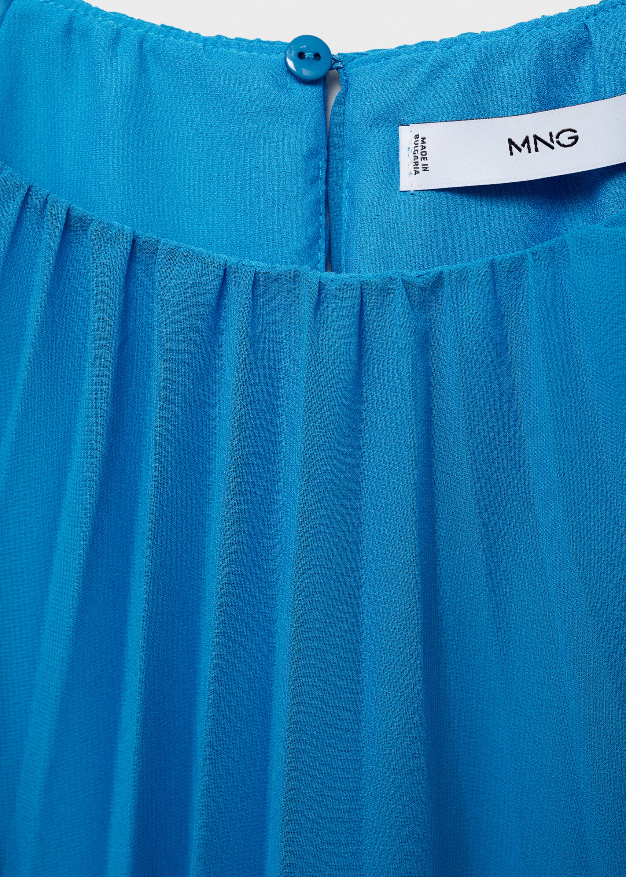 Flared-sleeve pleated dress - Details of the article 0, Blue. Ref: 87025757-00.
