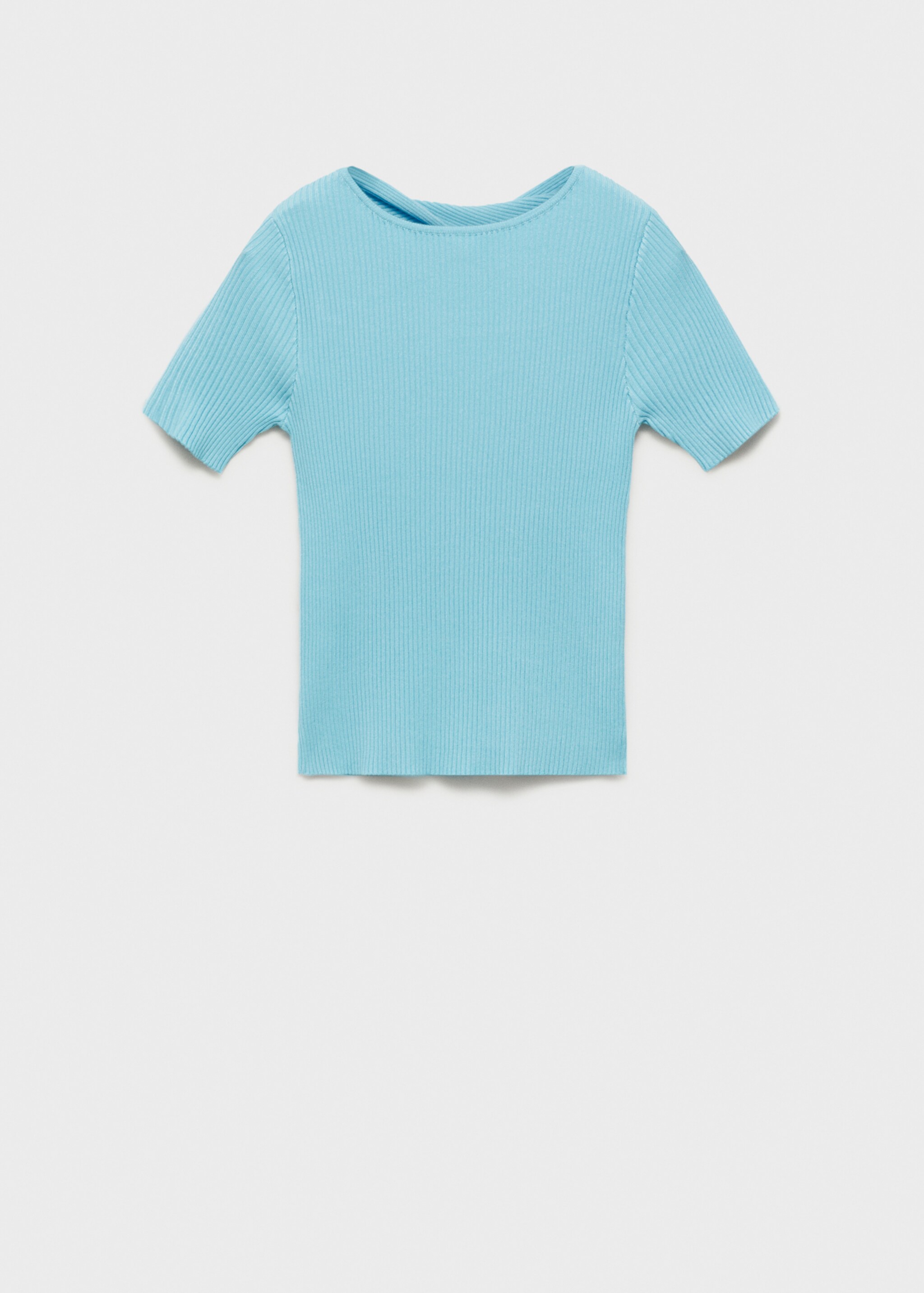 Ribbed sweater with back opening - Article without model, Turquoise. Ref: 87025758-00.