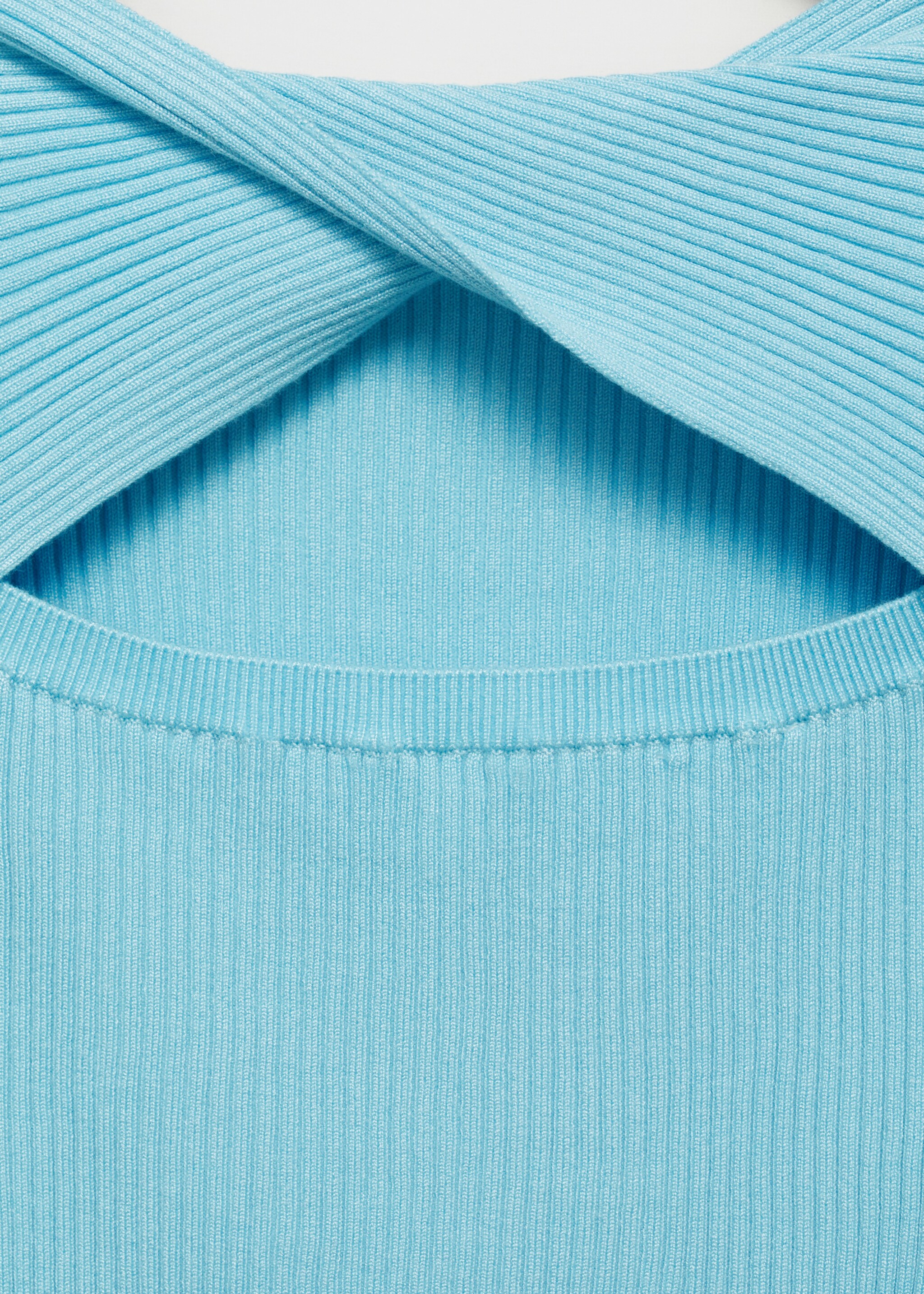 Ribbed sweater with back opening - Details of the article 0, Turquoise. Ref: 87025758-00.