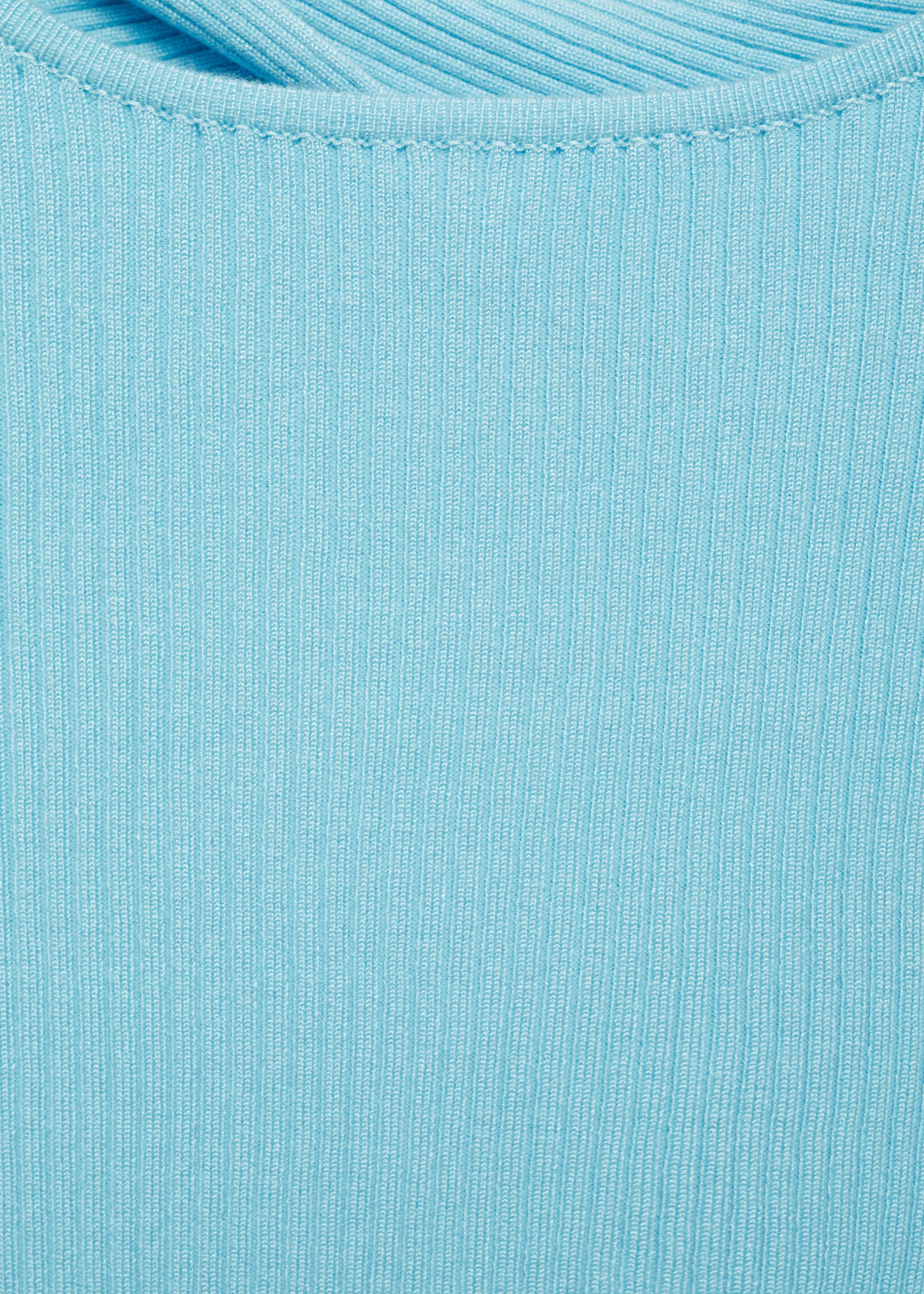 Ribbed sweater with back opening - Details of the article 8, Turquoise. Ref: 87025758-00.