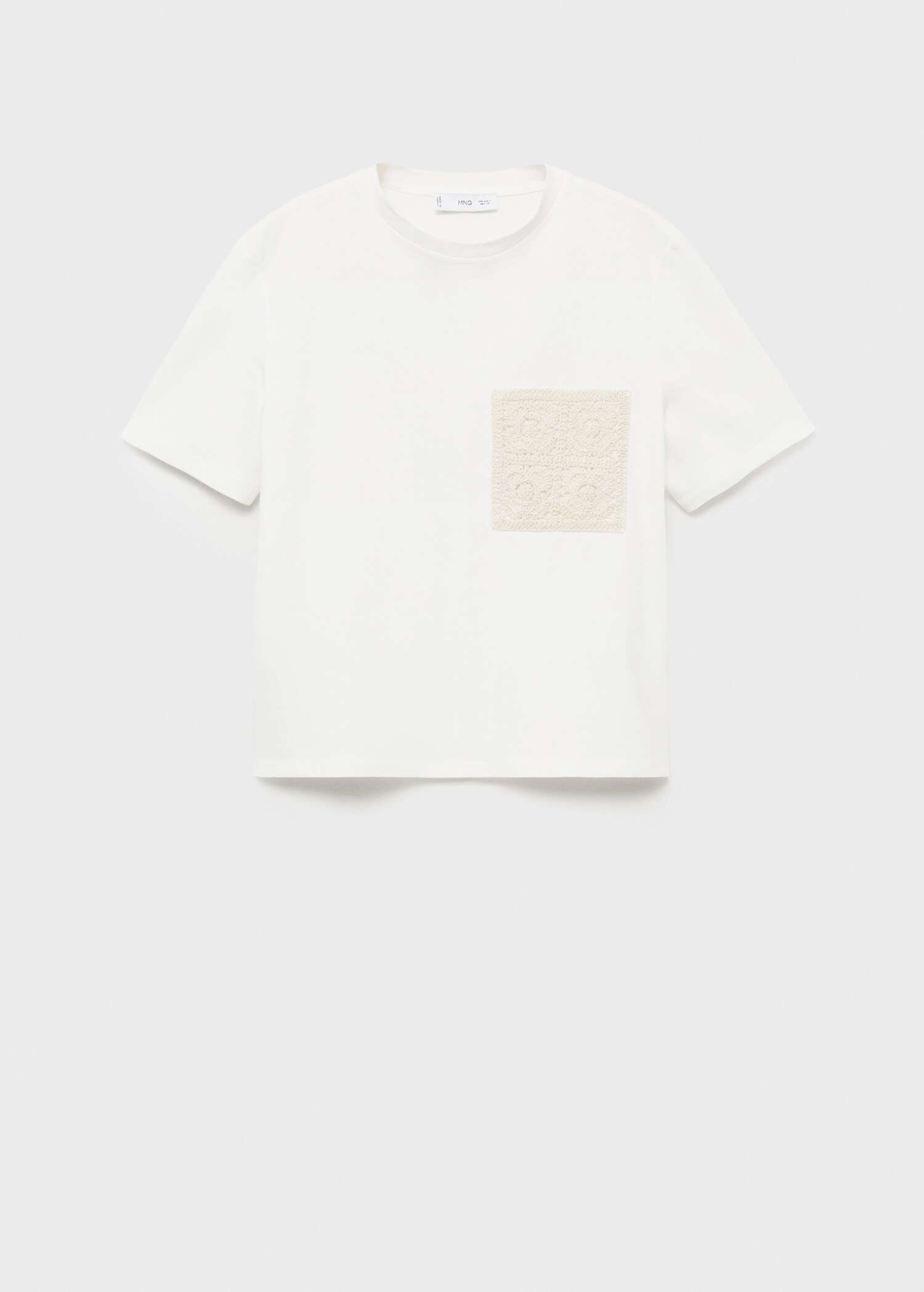 Short-sleeved t-shirt with crochet pocket - Article without model