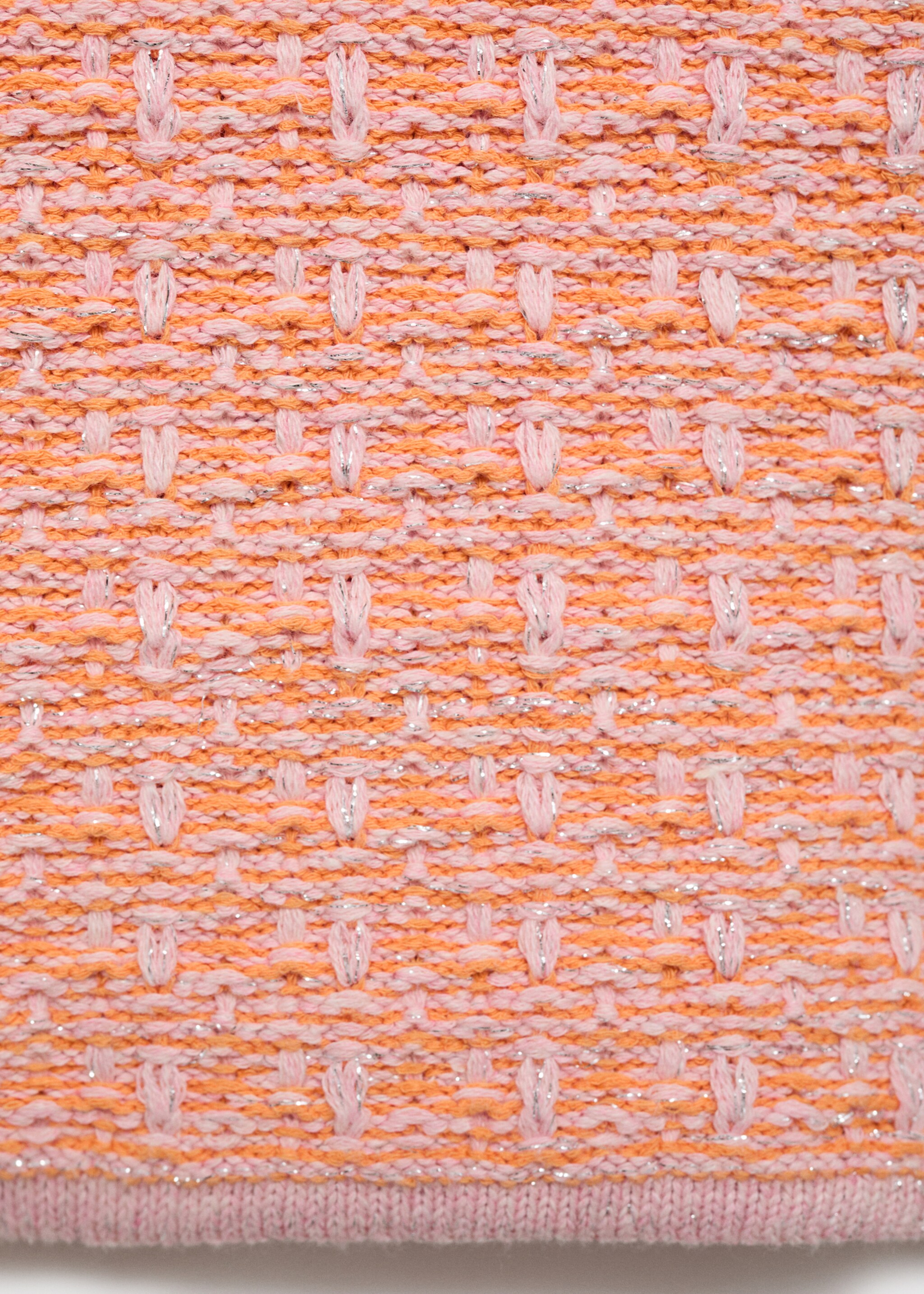 Short-sleeved tweed sweater - Details of the article 0, Pastel Pink. Ref: 87025764-00.