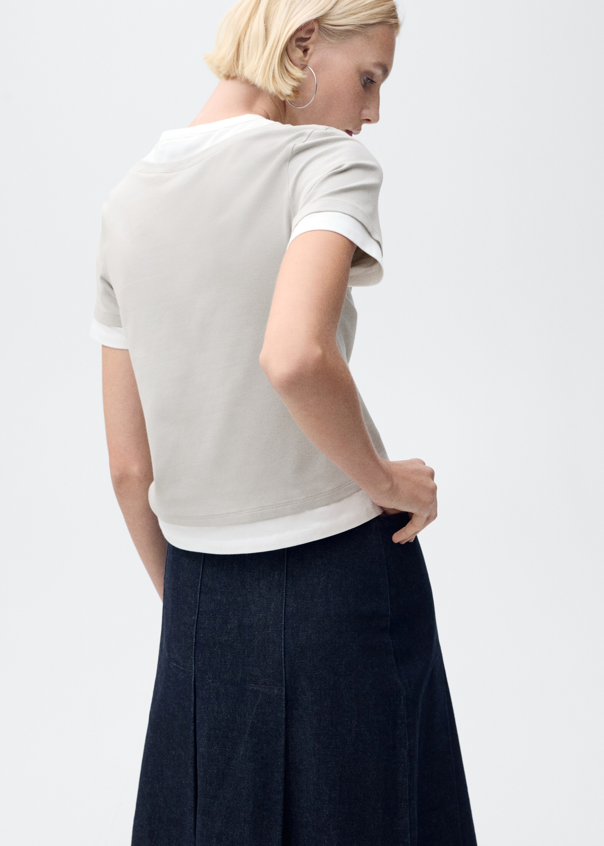 Gecombineerd katoenen T-shirt - Achterkant van het artikel, Grijs. Ref: 87025768-00.