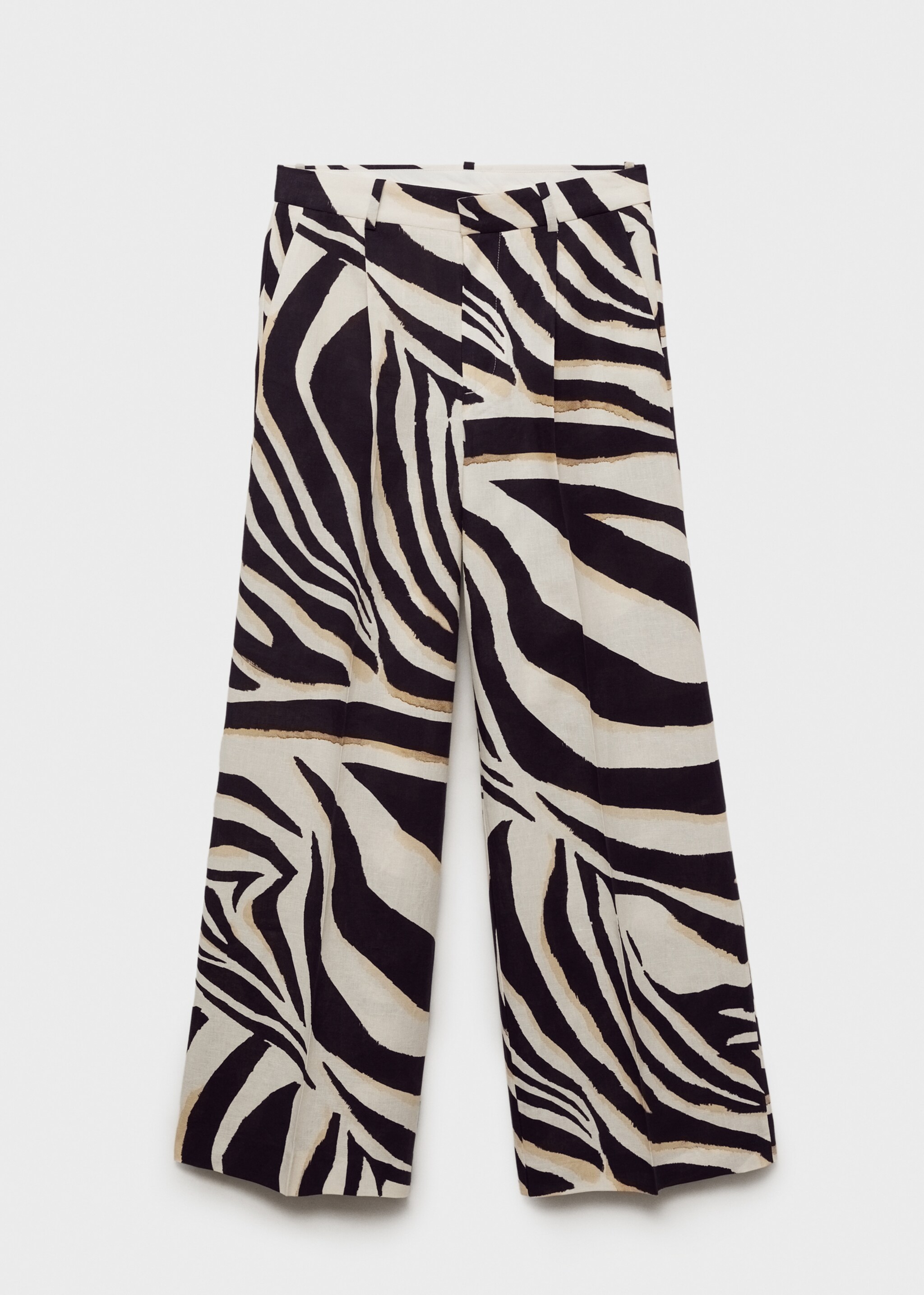 Linen wide leg zebra-print pants - Article without model, Beige. Ref: 87025769-00.