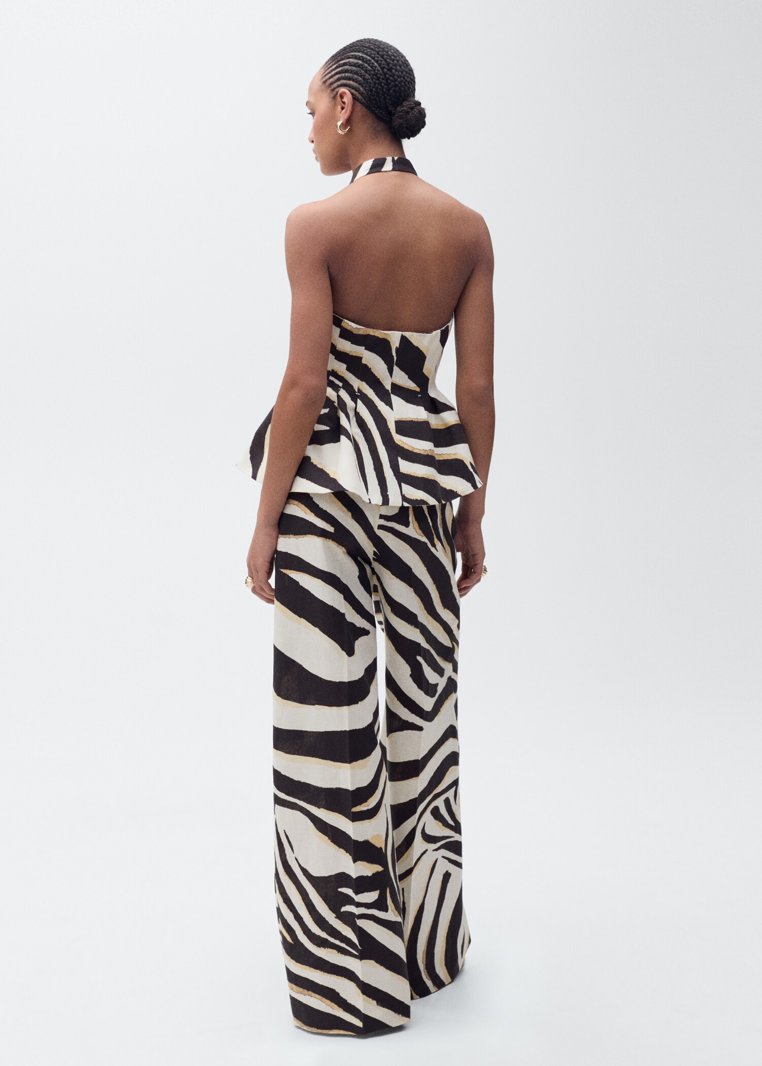 Linen wide leg zebra-print pants - Reverse of the article